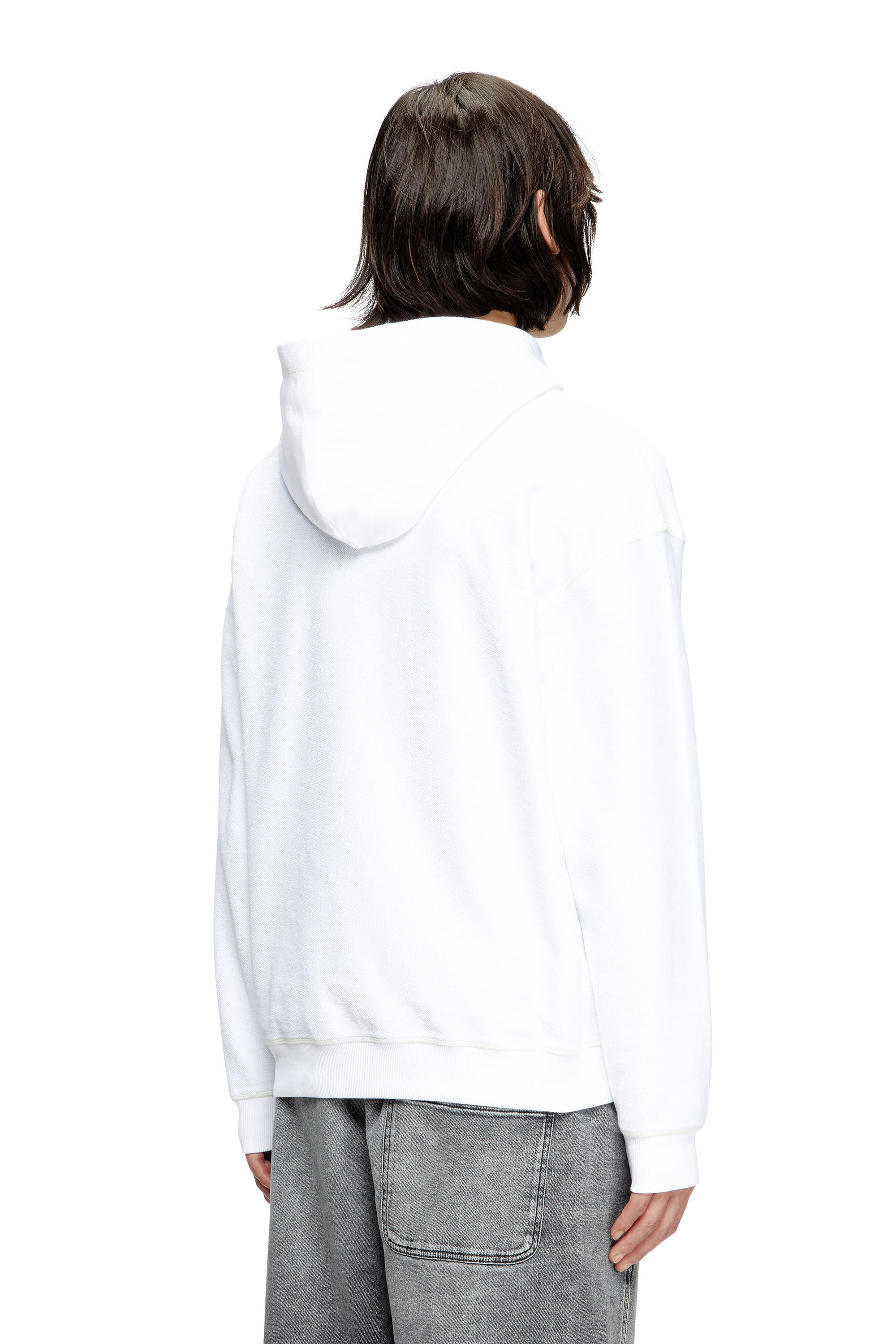 Diesel - S-BOXT-HOOD-HOSHI, Unisex Kapuzenpulli mit Anhänger-Halskette-Print in Weiß - 4