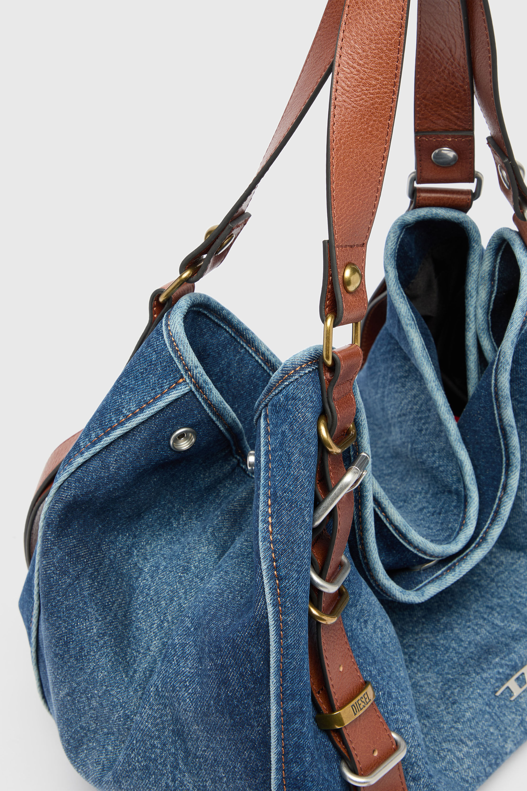 Diesel - D-ONE TOPHANDLE M, Damen D-One-Medium Top-Handle-Tasche aus Denim und Leder in null - 5
