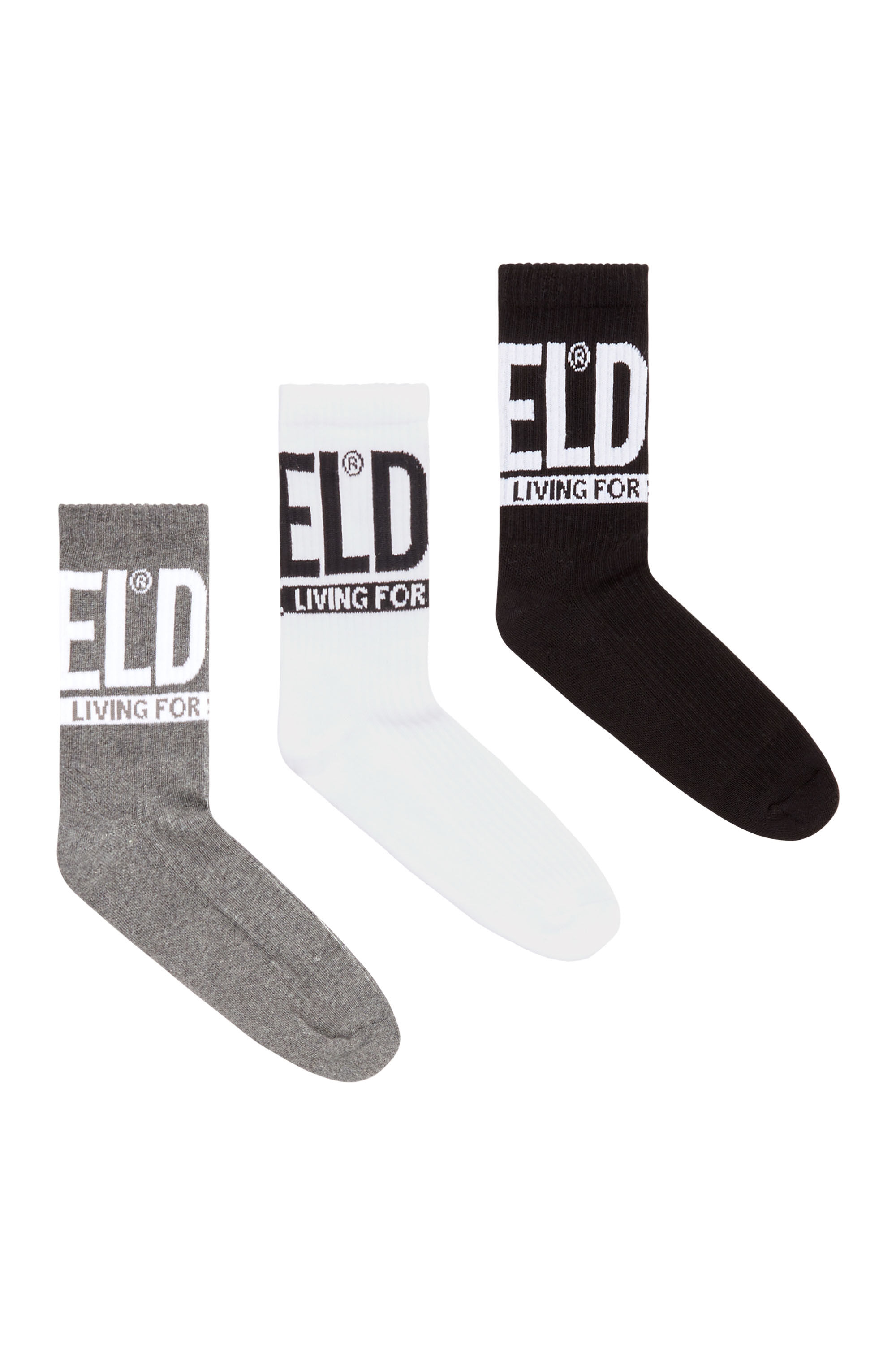 Diesel - SKM-WRAPAROUND-MID-CUT-CUSHIONED-SOCKS, Herren Socken im Dreierpack mit Diesel-Logo in null - 1