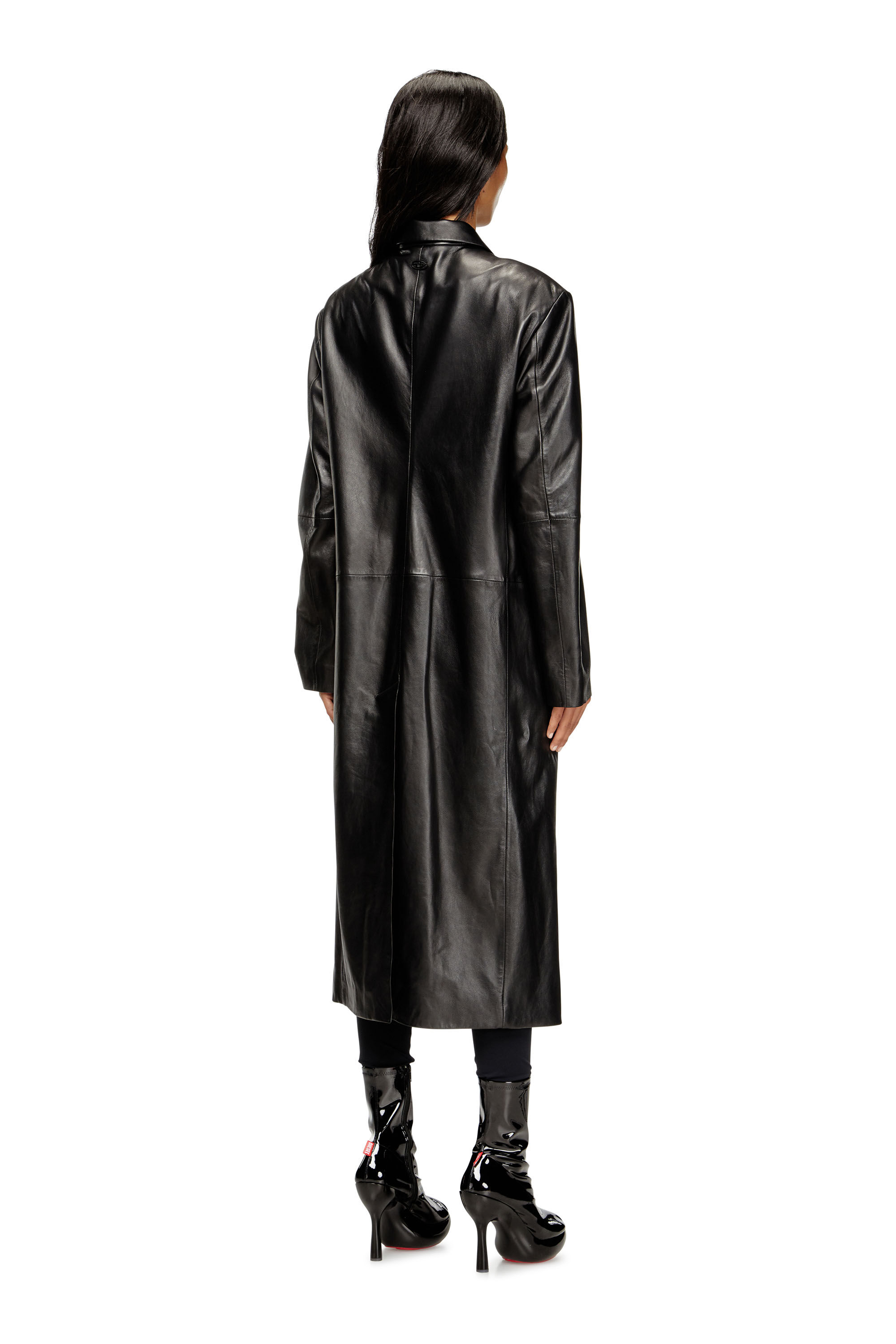 Diesel - L-ANCELOT, Damen Langer gepolsterter Mantel aus Leder in Schwarz - 4