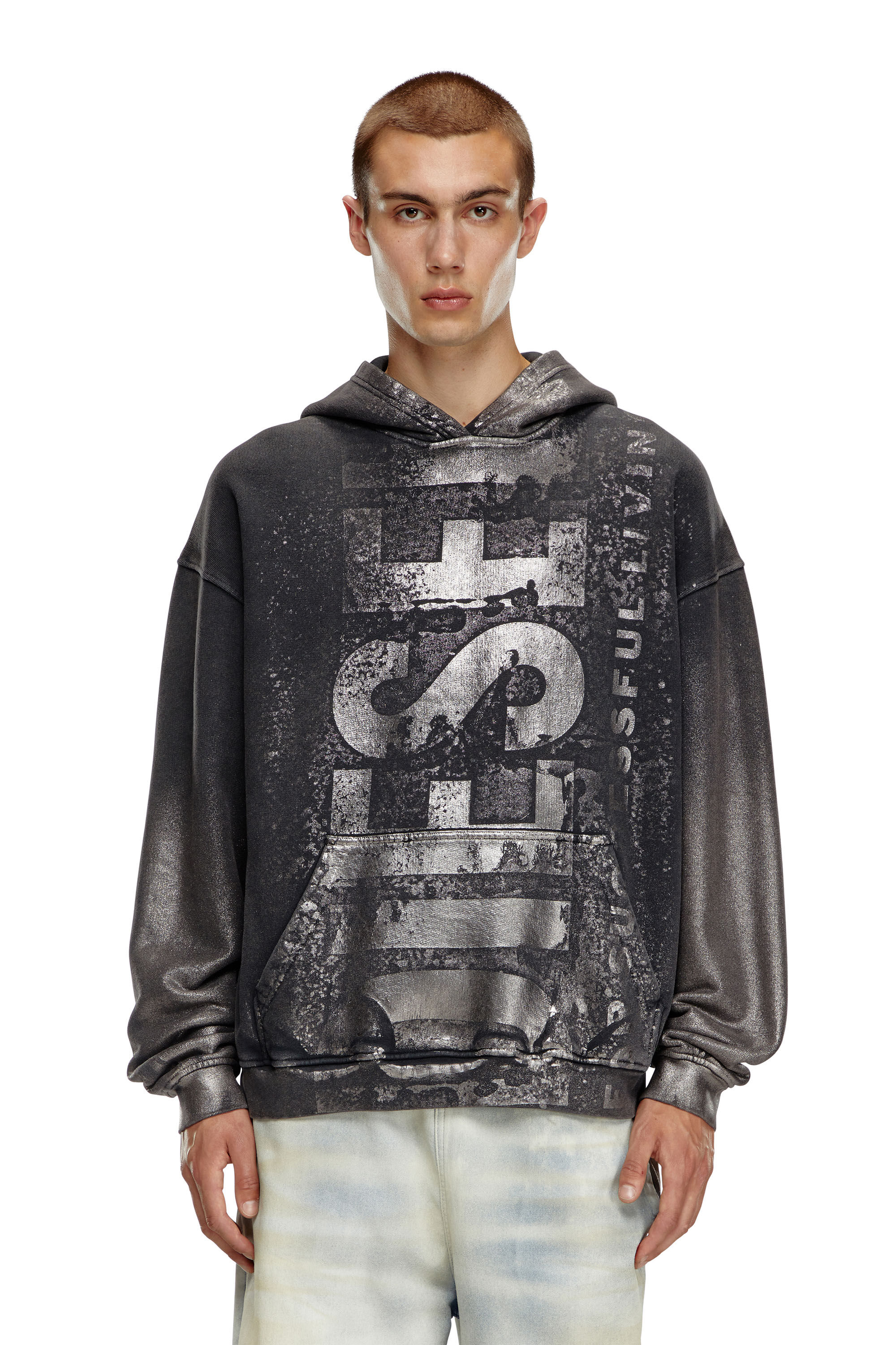 Diesel - S-BOXT-HOOD-Q6, Herren Metallic-Hoodie mit Logo in Schwarz - 3