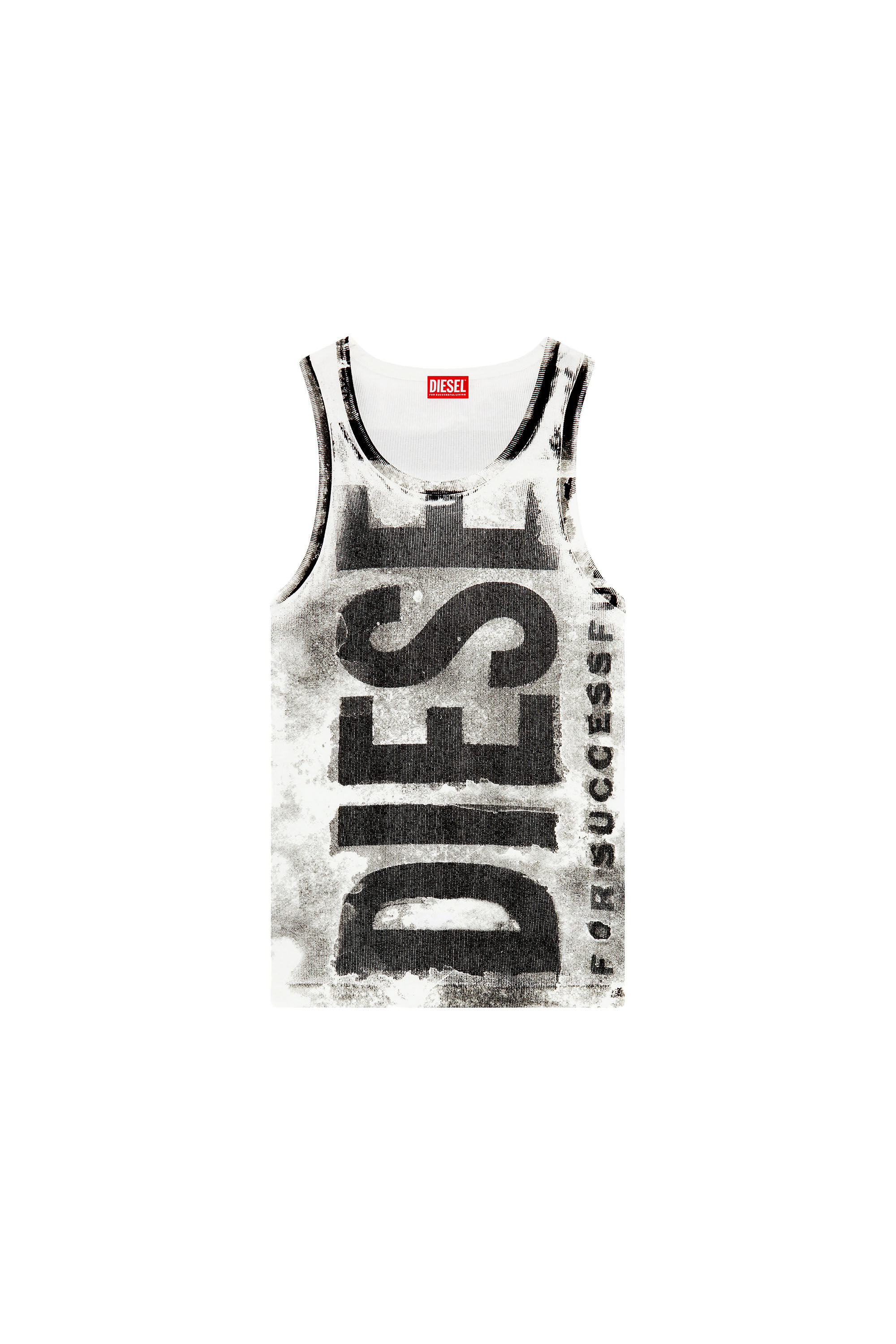 Diesel - T-LIFT-BISC, Herren Tanktop mit auslaufenden Maxi-Logos in Schwarz/Grau - 1