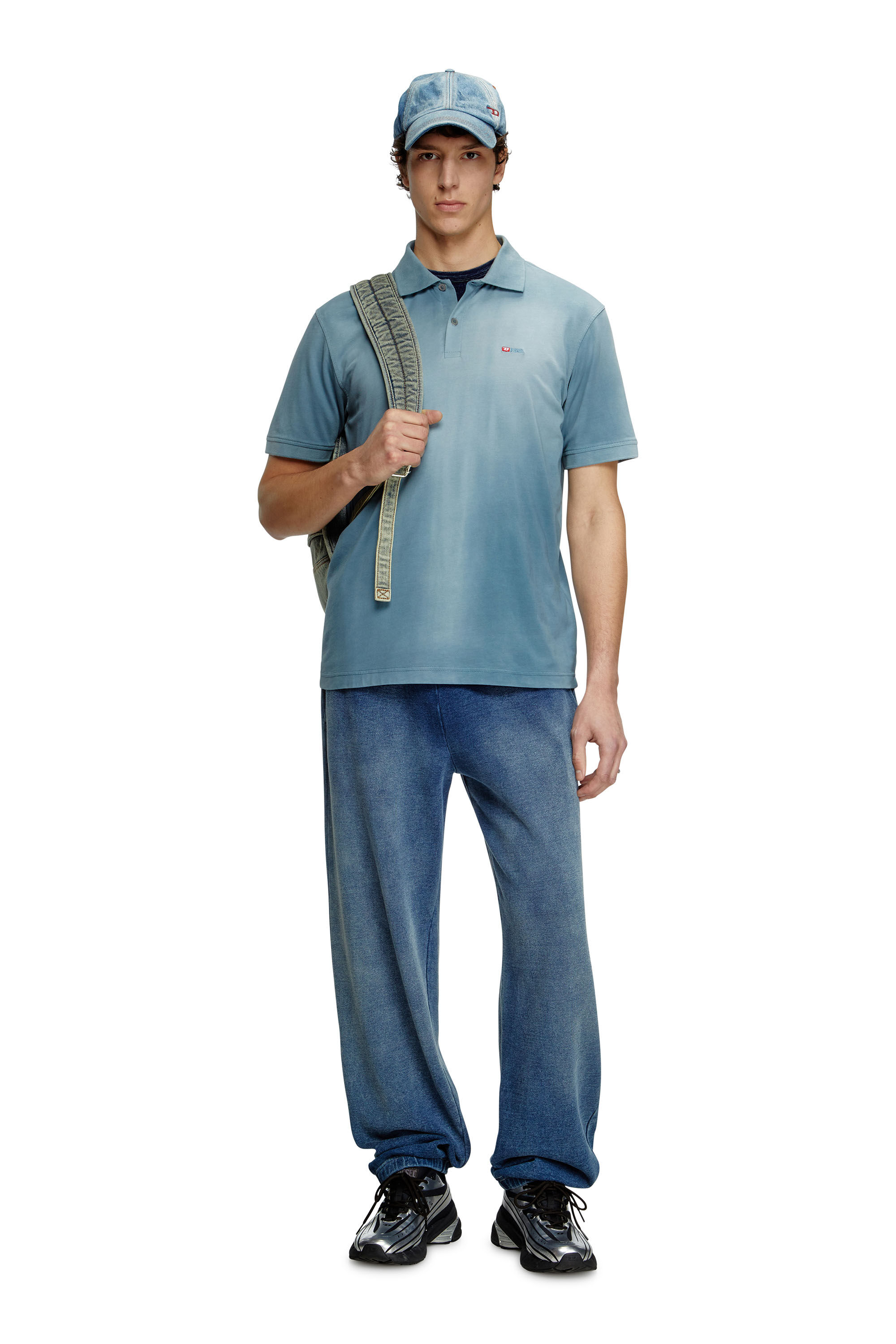 Diesel - T-REJUST-R3, Herren Polohemd aus Jersey mit Logo-Stickerei in Blau - 1