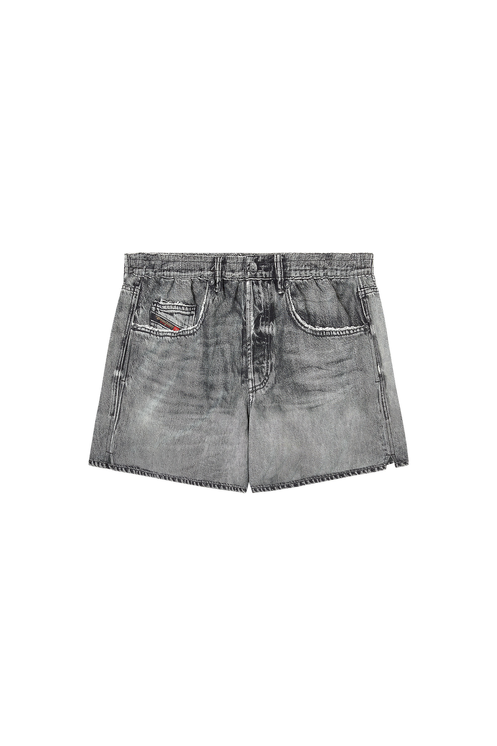 Diesel - SOCCER-41-DNM, Herren Badeshorts mit Denim-Trompe-l'œil-Print in Grau - 4