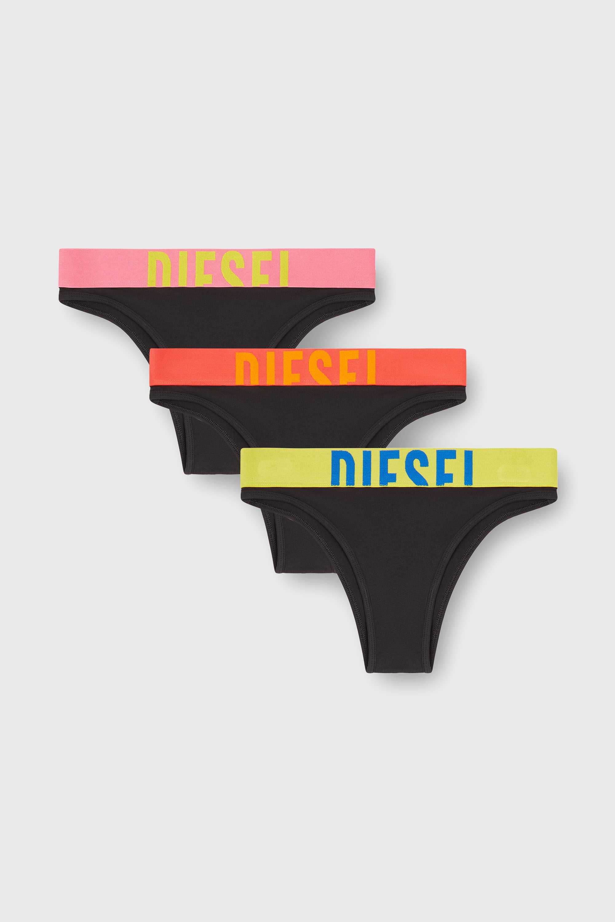Diesel - FANNIE-D-POP-3PACK, Damen 3er-Pack Slips mit kontrastierendem Bund in Schwarz - 2
