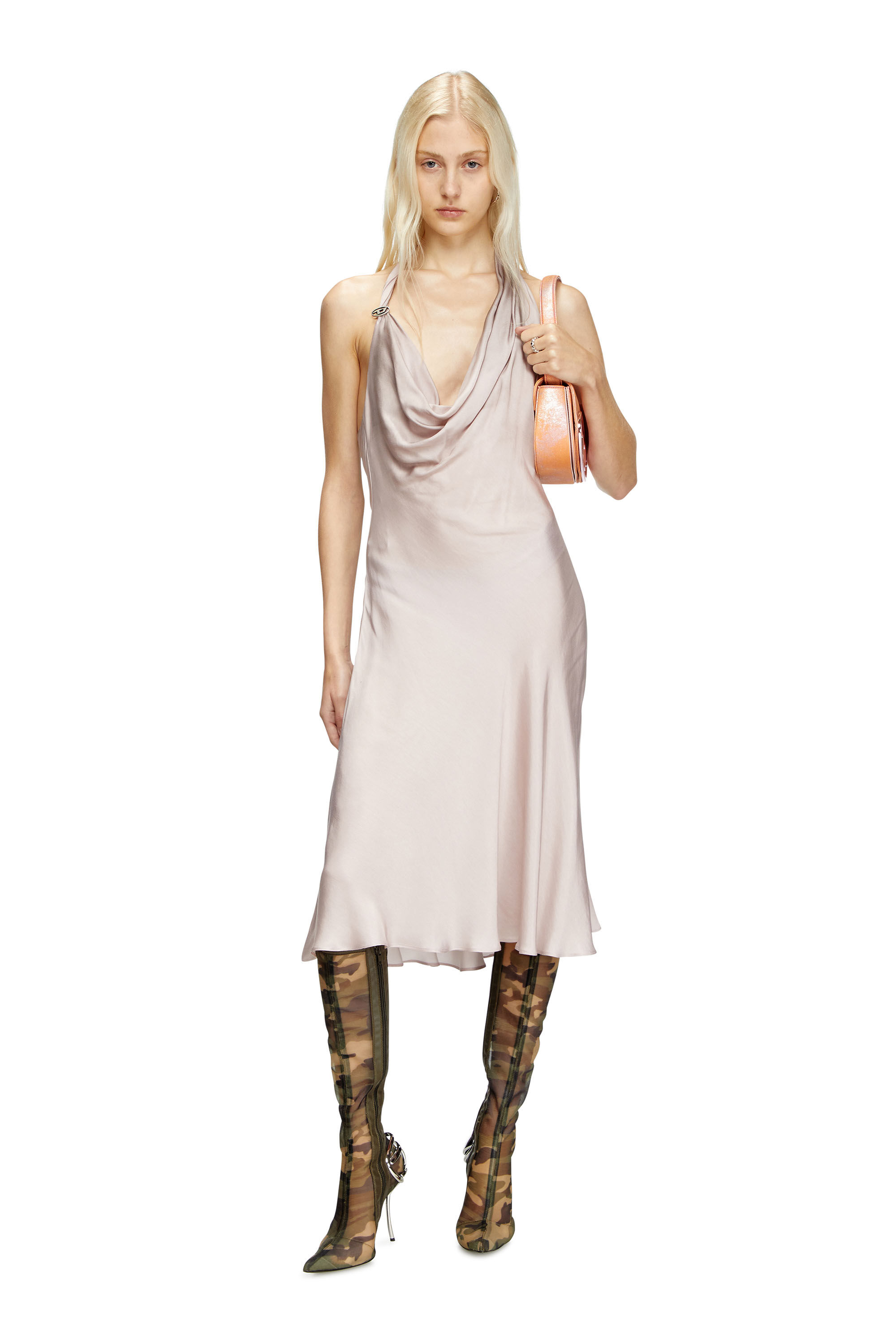Diesel - D-ESTINY, Damen Schräg geschnittenes Kleid mit asymmetrischem Saum in Lila - 3