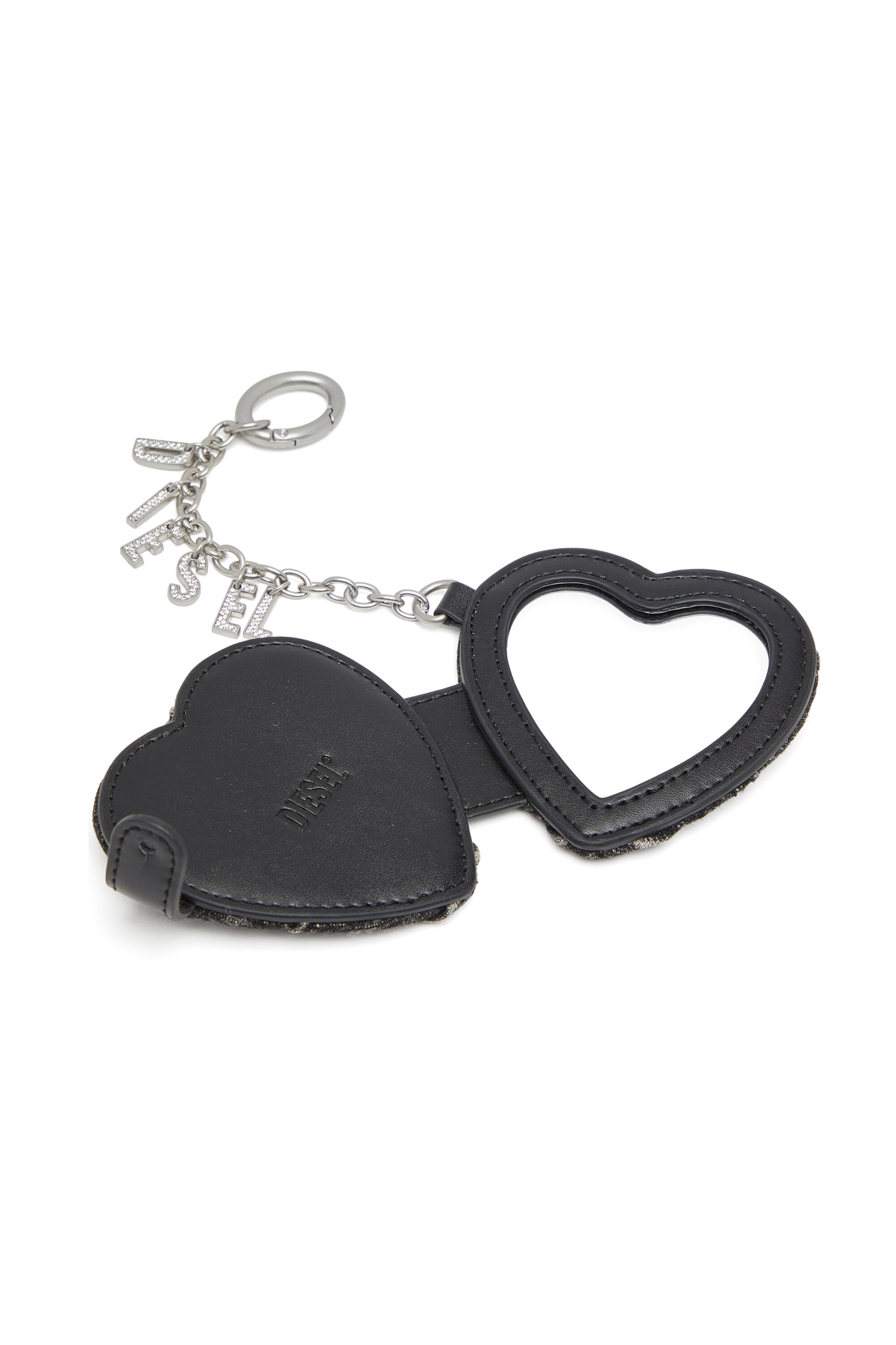 Diesel - CHARM-D MIRROR, Damen Spiegelanhänger aus gestepptem Argyle-Denim in Schwarz - 3