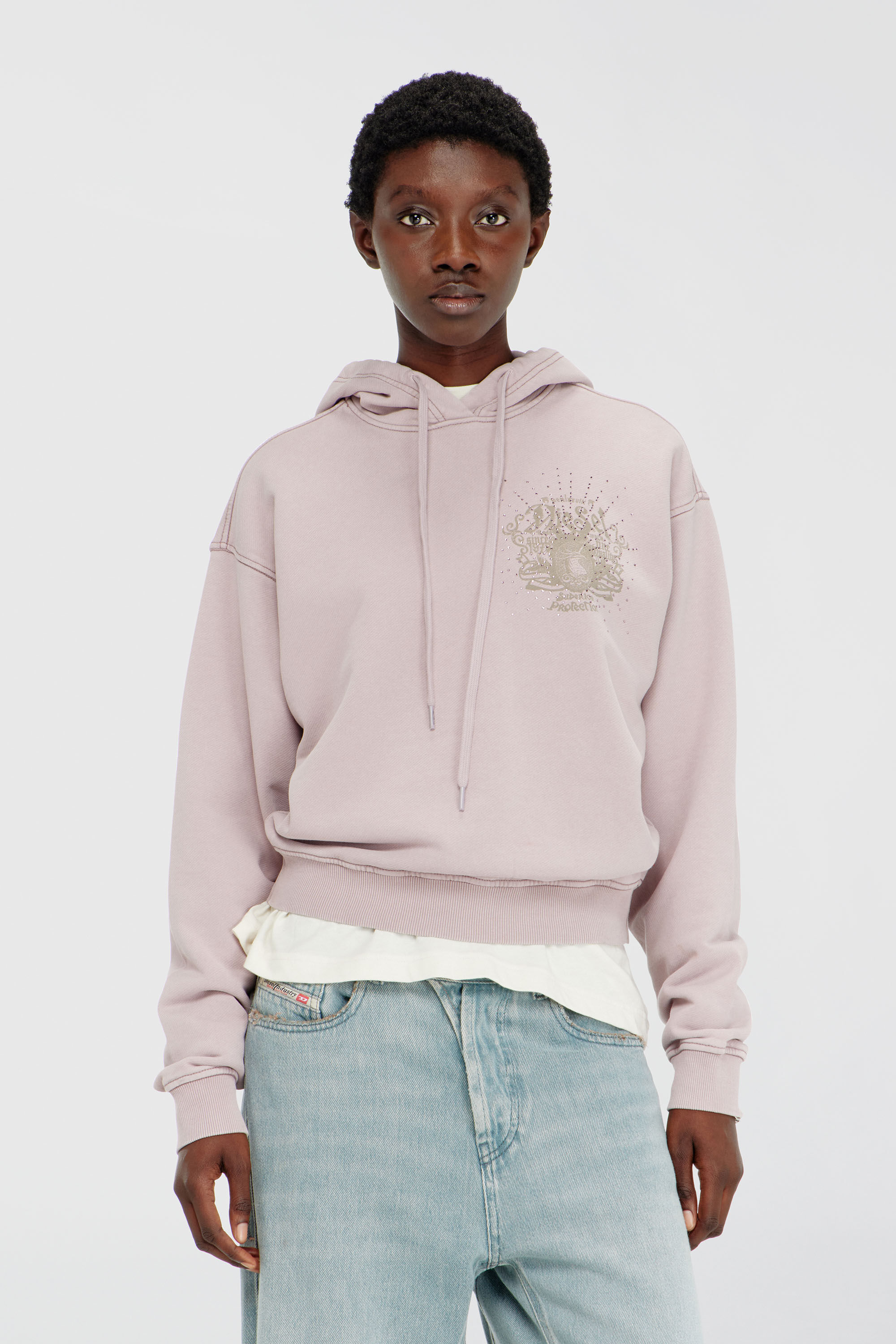 Diesel - F-PHOENY, Damen Hoodie mit Prints und Strasssteinen in Lila - 3