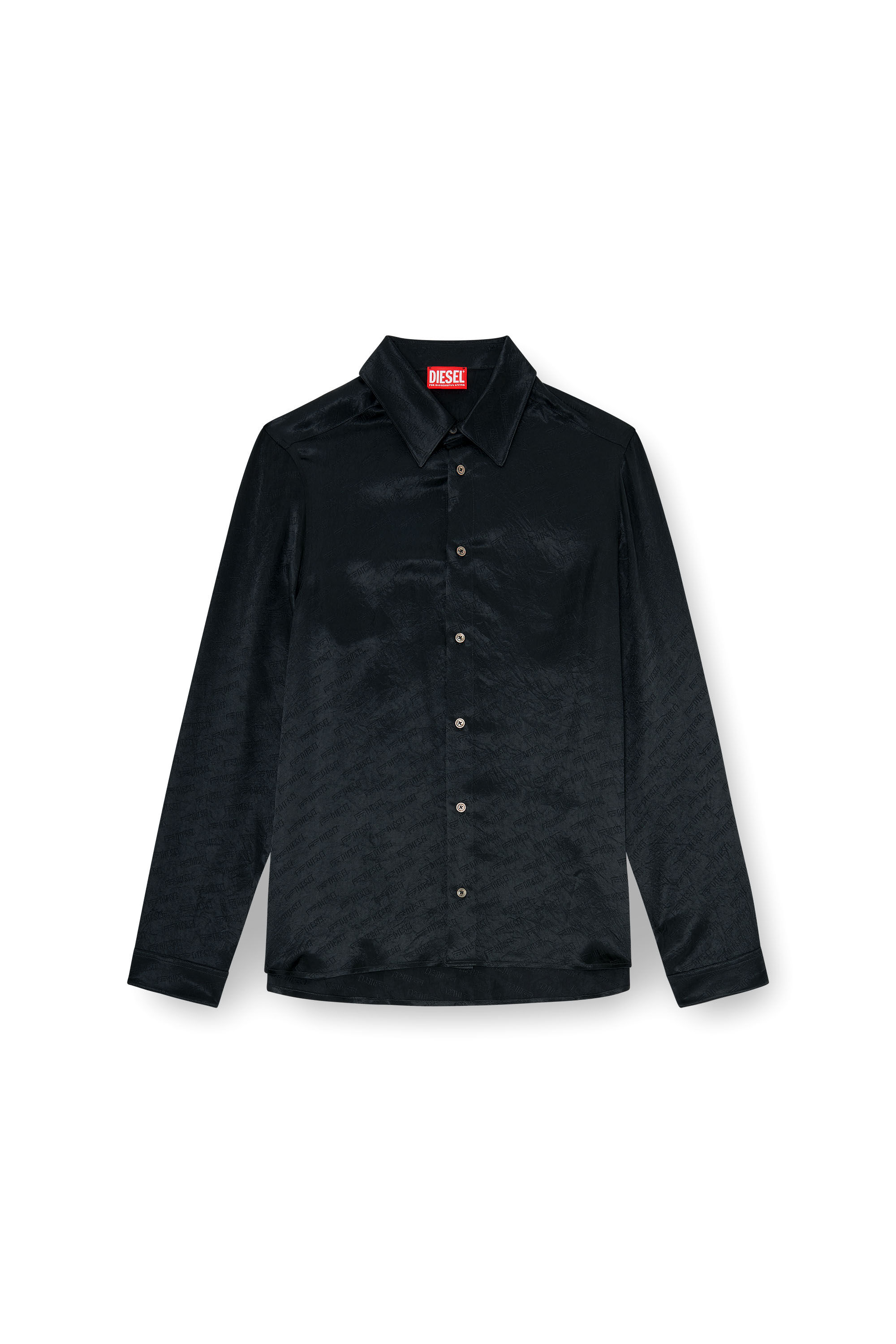 Diesel - S-KINNY-EFBZ, Herren Shirt aus logo-jacquard-crinkled-satin in null - 2