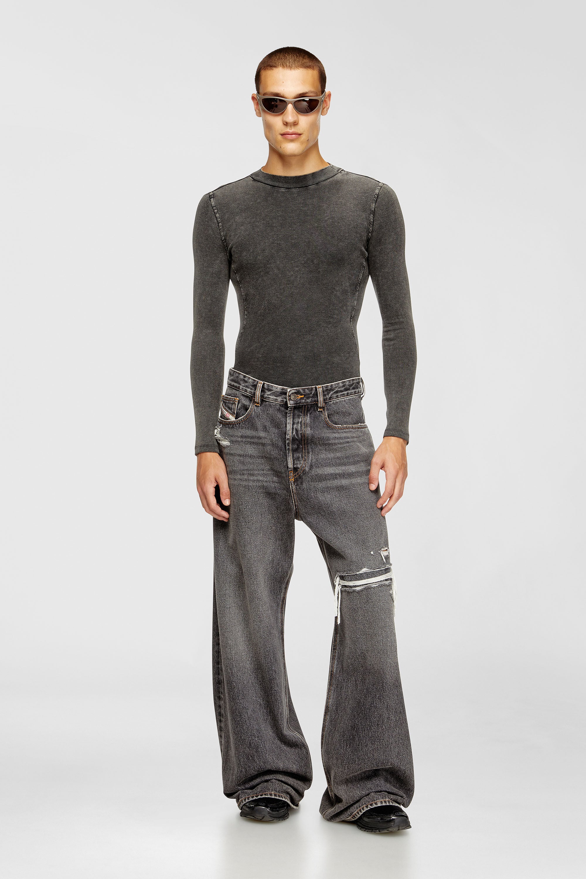 Diesel - Herren Relaxed Jeans D-Rise 007F6, Schwarz/Dunkelgrau - 1