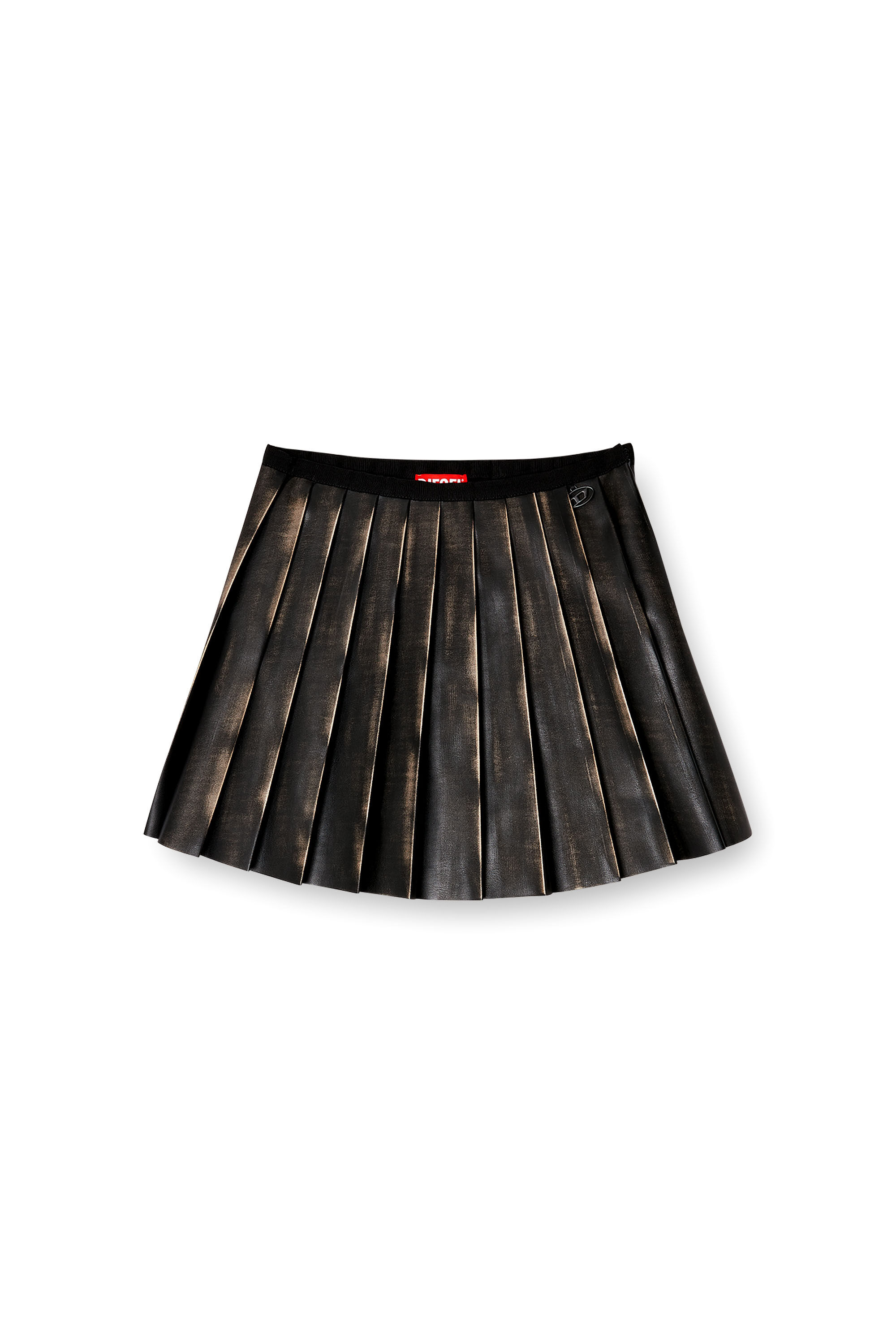 Diesel - O-SAKA-MINI, Woman's Short pleated skirt with distressed effect in Brown - 2