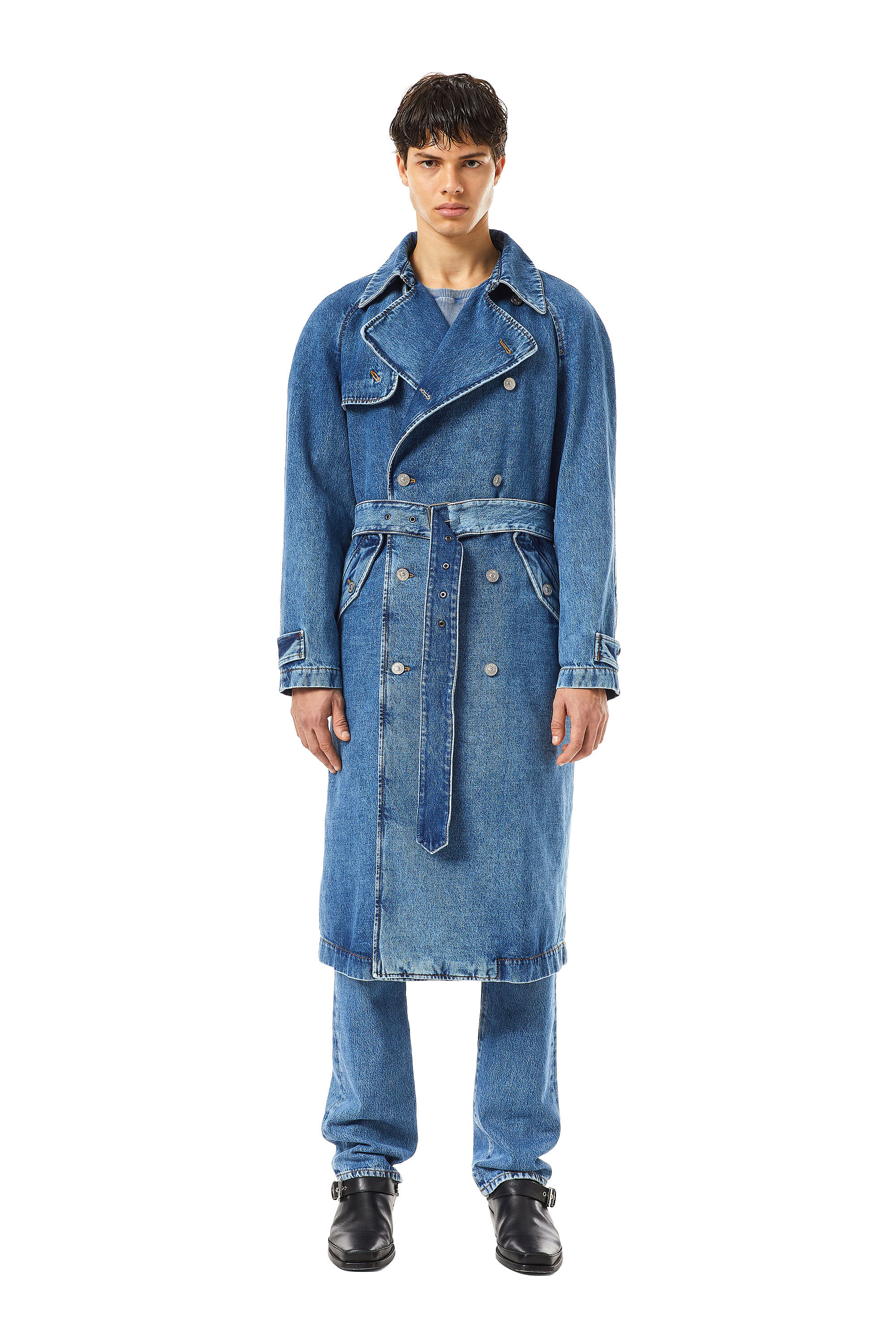 Diesel - D-DELIRIOUS DOUBLE BREASTED TRENCH COAT, Mittelblau - Image 3
