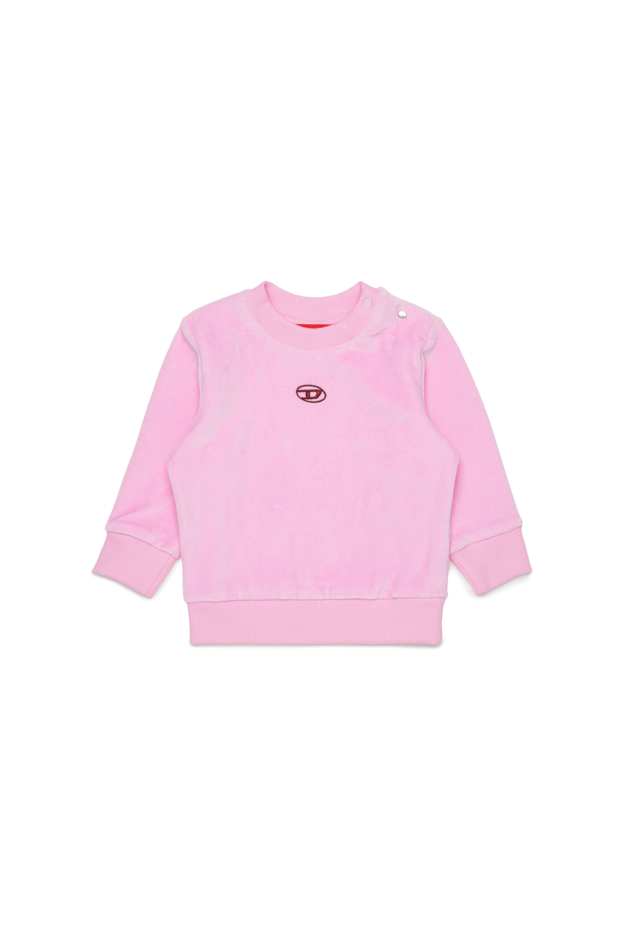 Diesel - SHENIB, Herren Sweatshirt aus Samt mit Oval D Stickerei in Rosa - 1
