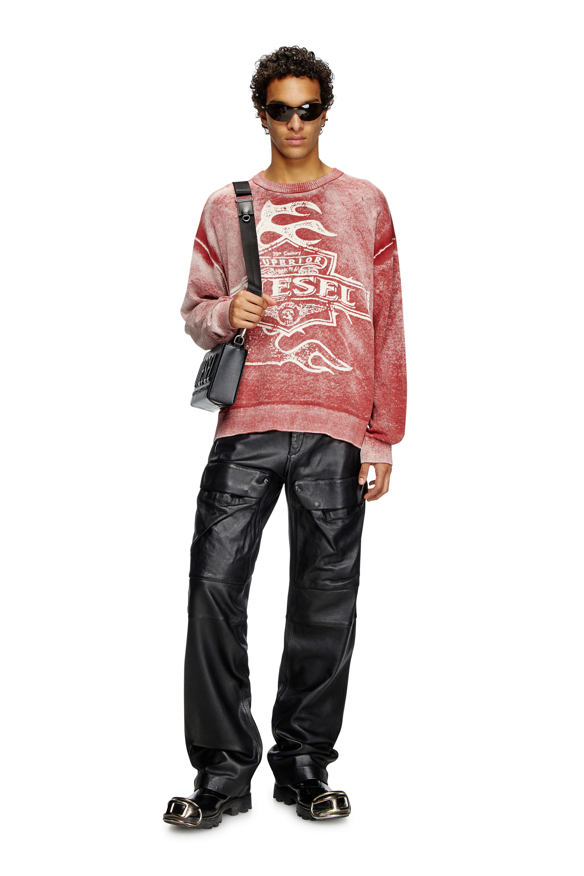 Diesel - K-BELEZ, Herren Logo-Pullover mit Reverse-Print in Rot - 1