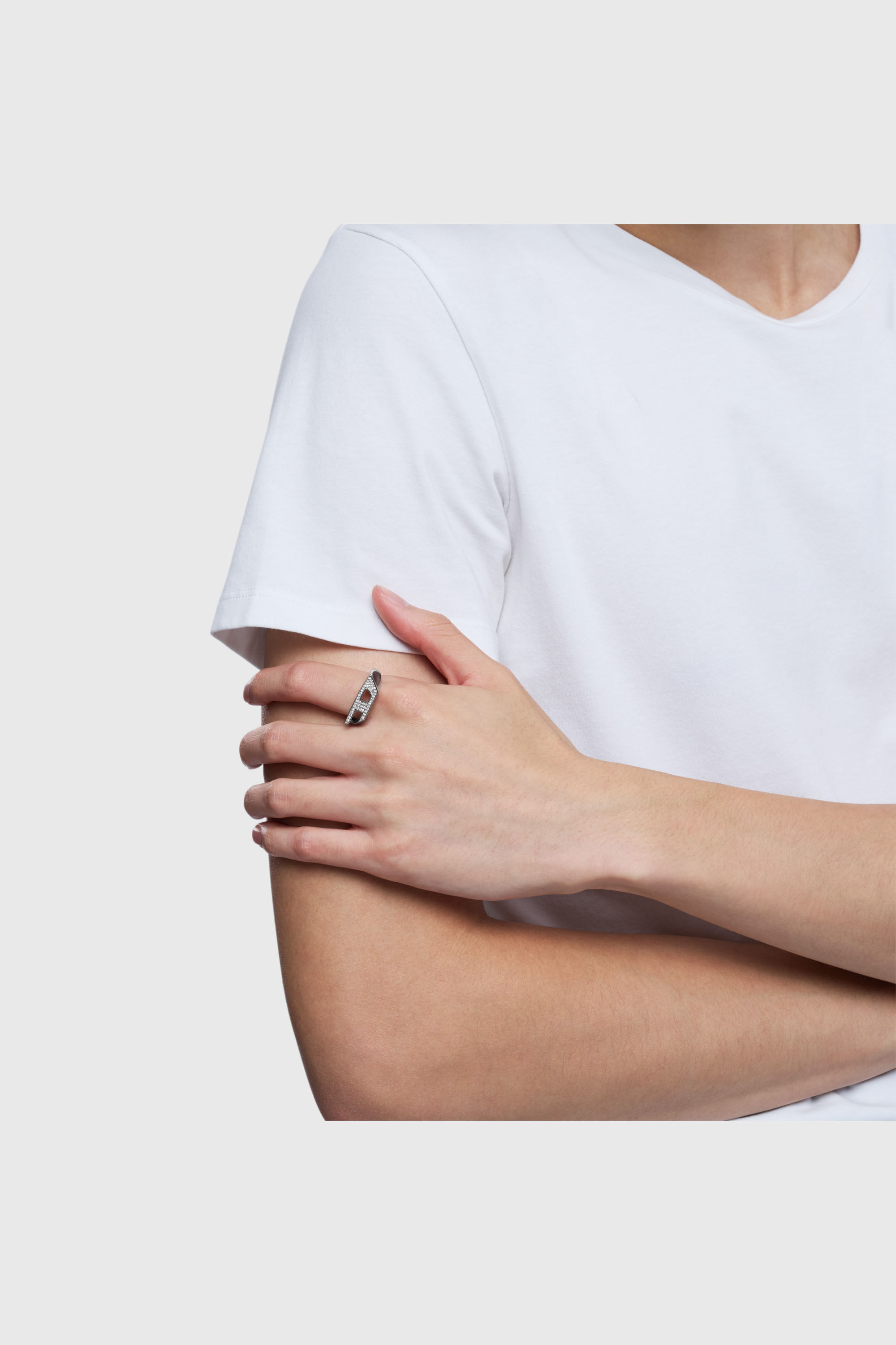 Diesel - DX1629040 JEWELLERY, Unisex Siegelring aus Edelstahl mit Glitzereffekt in Silber - 4