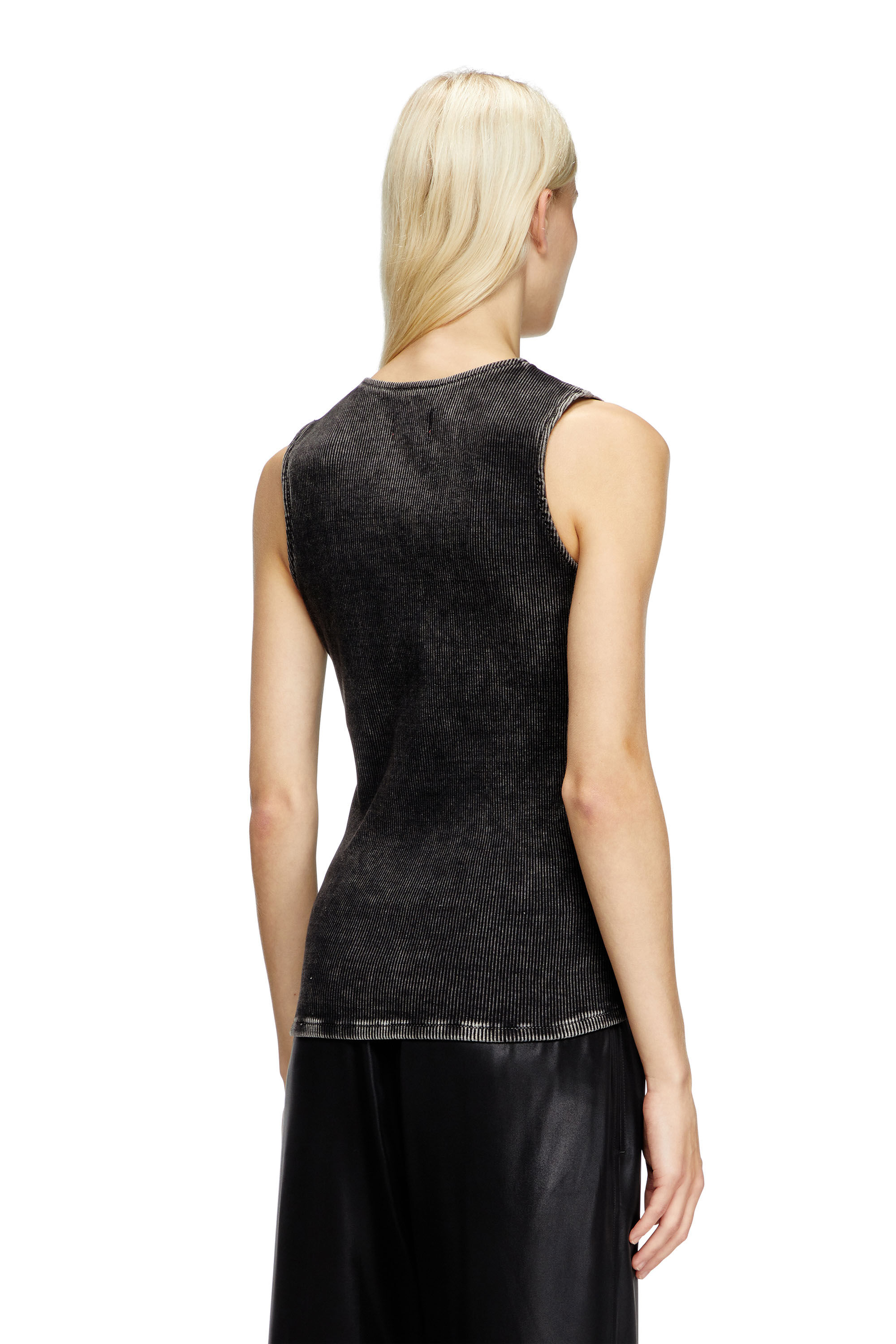 Diesel - DE-NESSI-S, Damen Top mit Reißverschluss aus Denim und Cord in Grau/Schwarz - 4