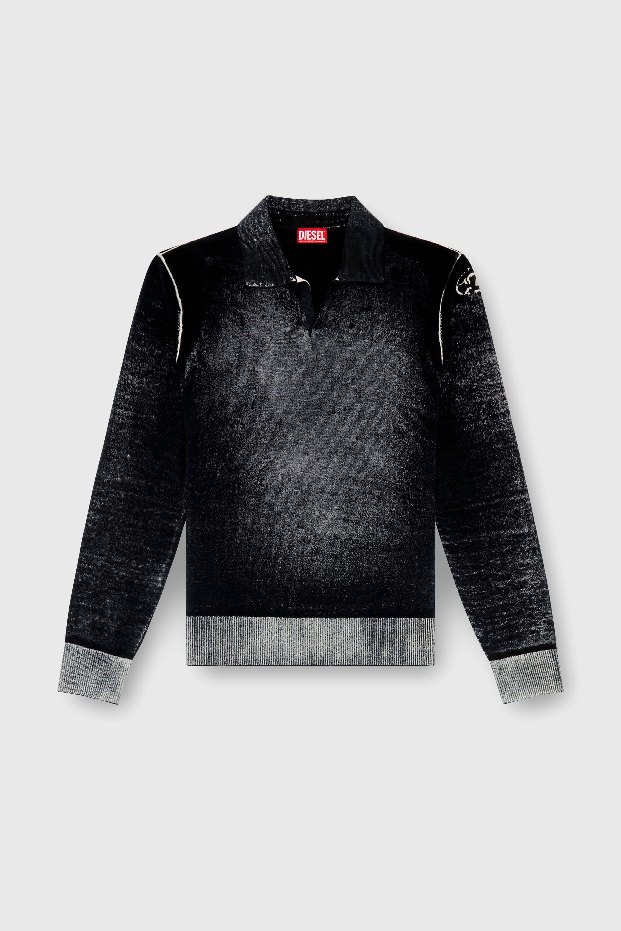 Diesel - K-LORENZO, Herren Polo-Pullover mit Reverse-Print in Schwarz - 2