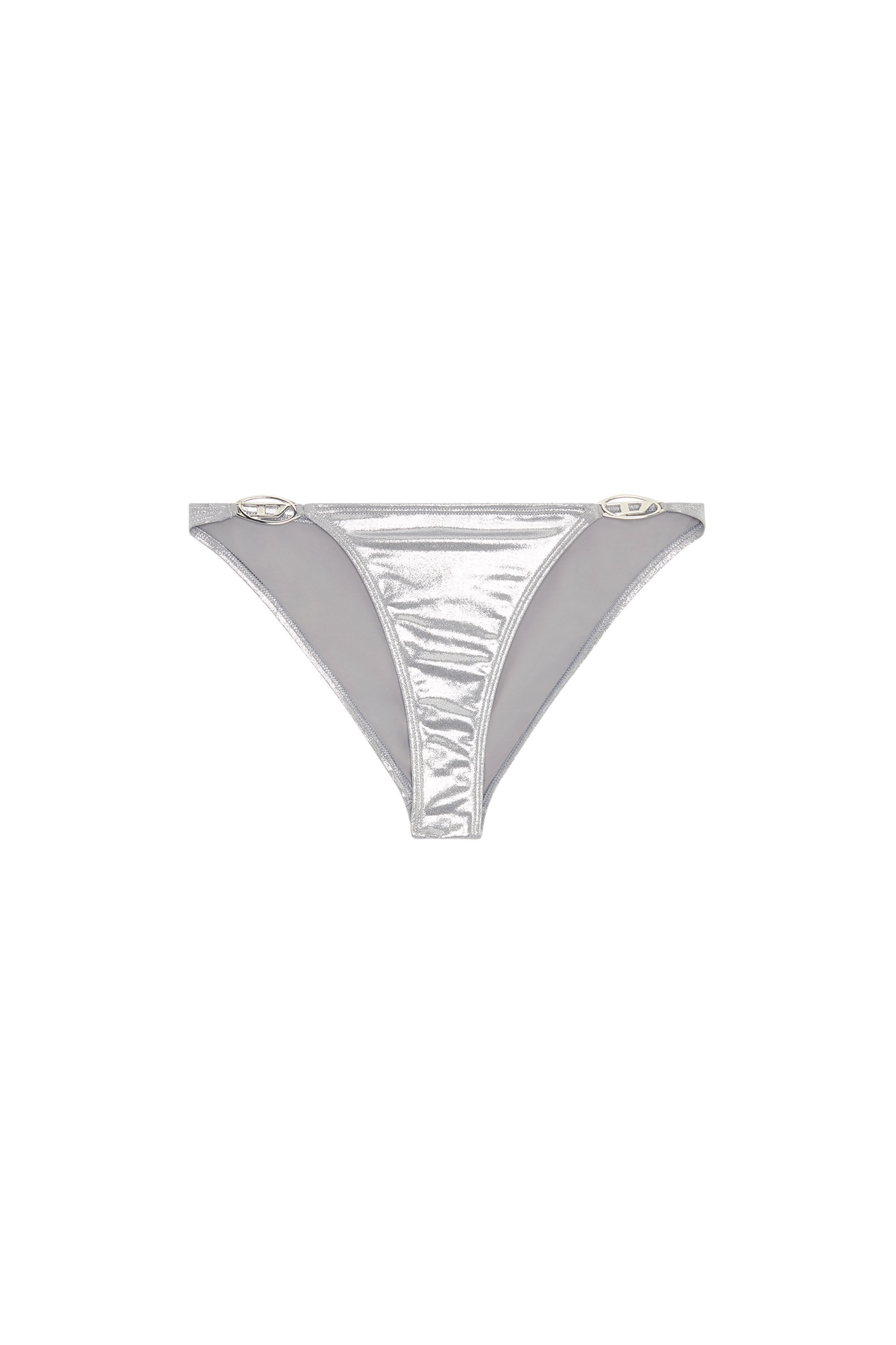Diesel - BFPN-IRINA-O, Damen Metallic-Bikinihöschen mit Logo-Plaketten in Silber - 4