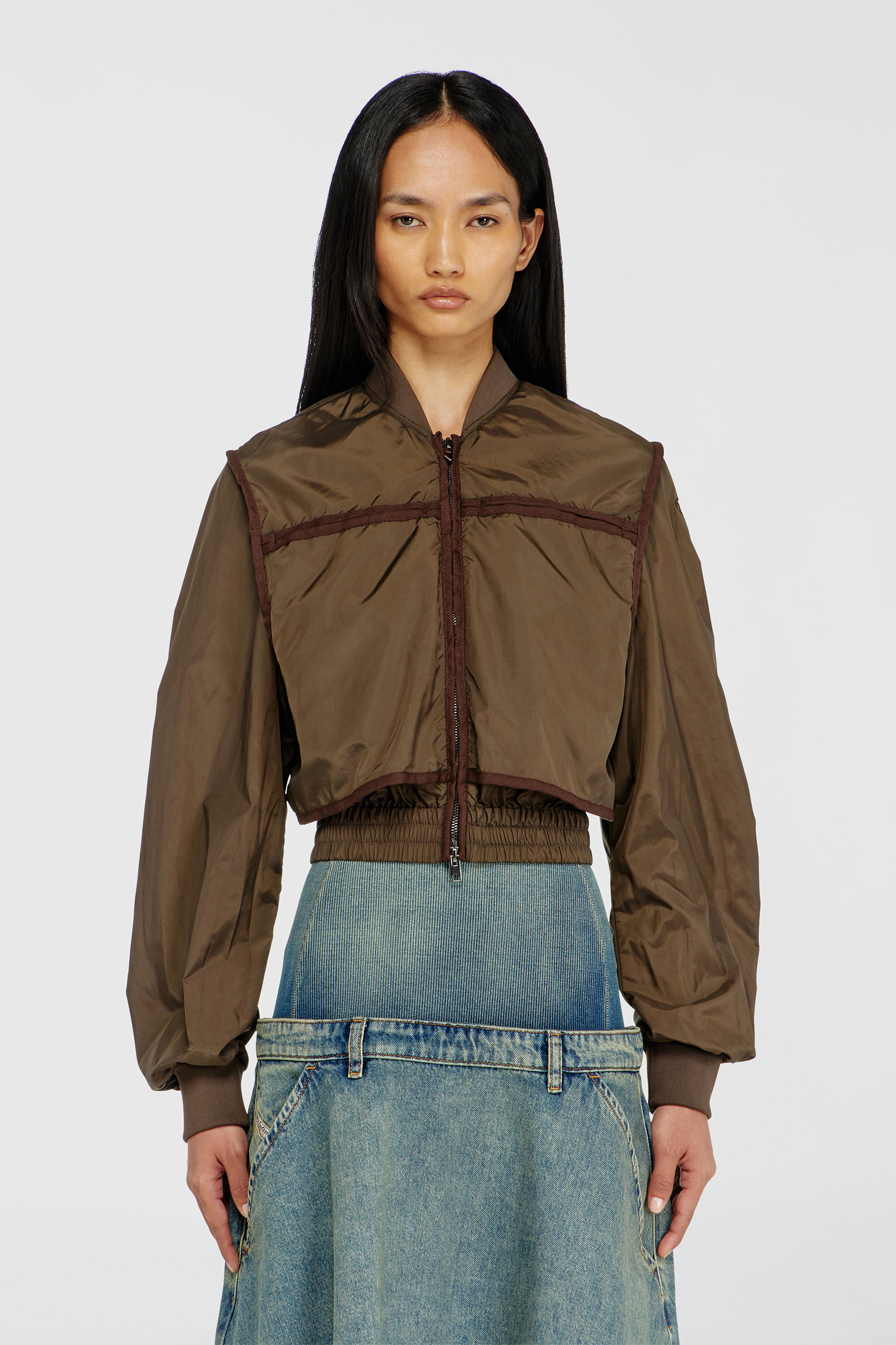 Diesel - G-OTHAM, Damen Nylonjacke mit tonalem Tape in Braun - 5