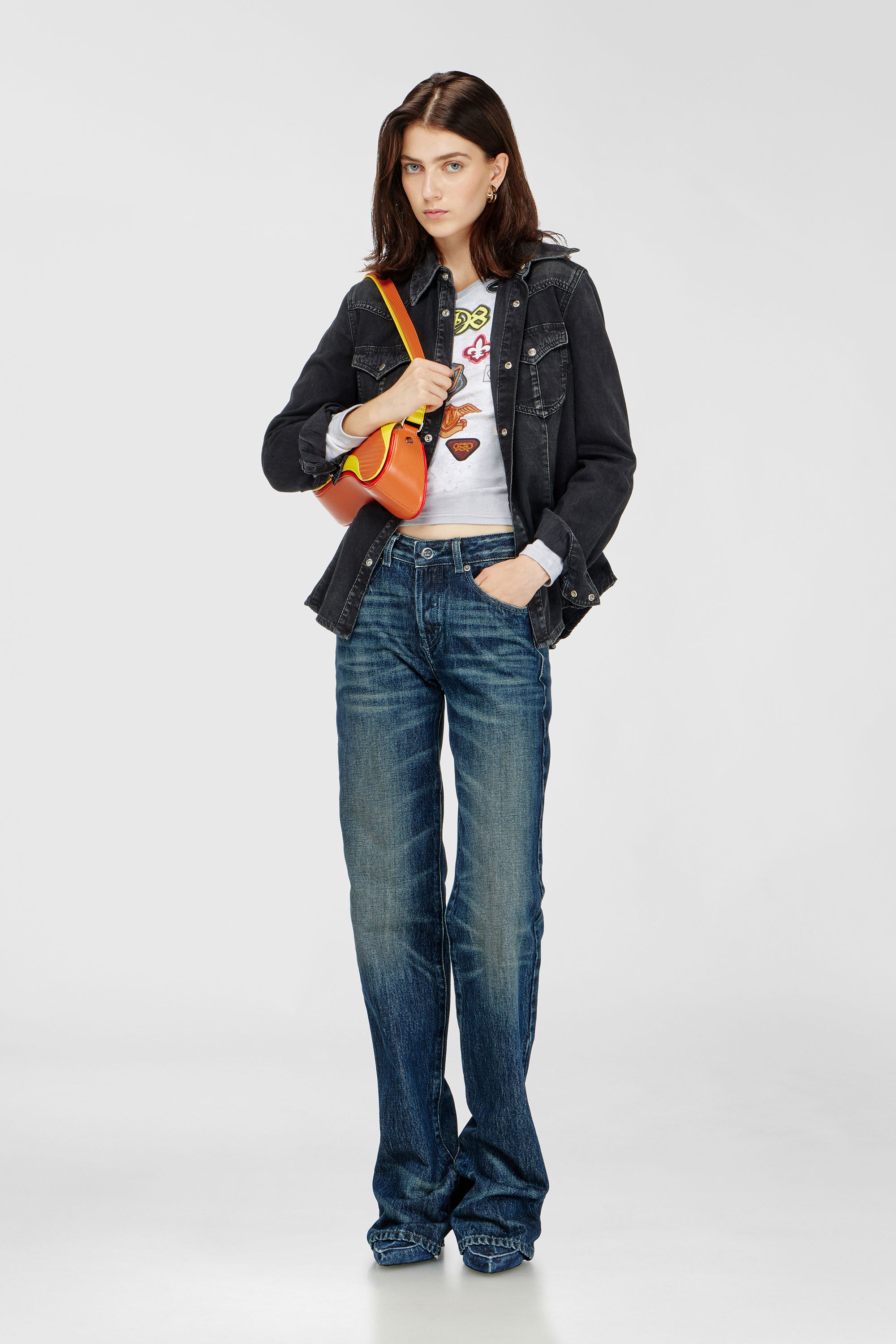 Diesel - DE-WAVES, Damen Western-Hemd aus behandeltem Denim in Schwarz - 1