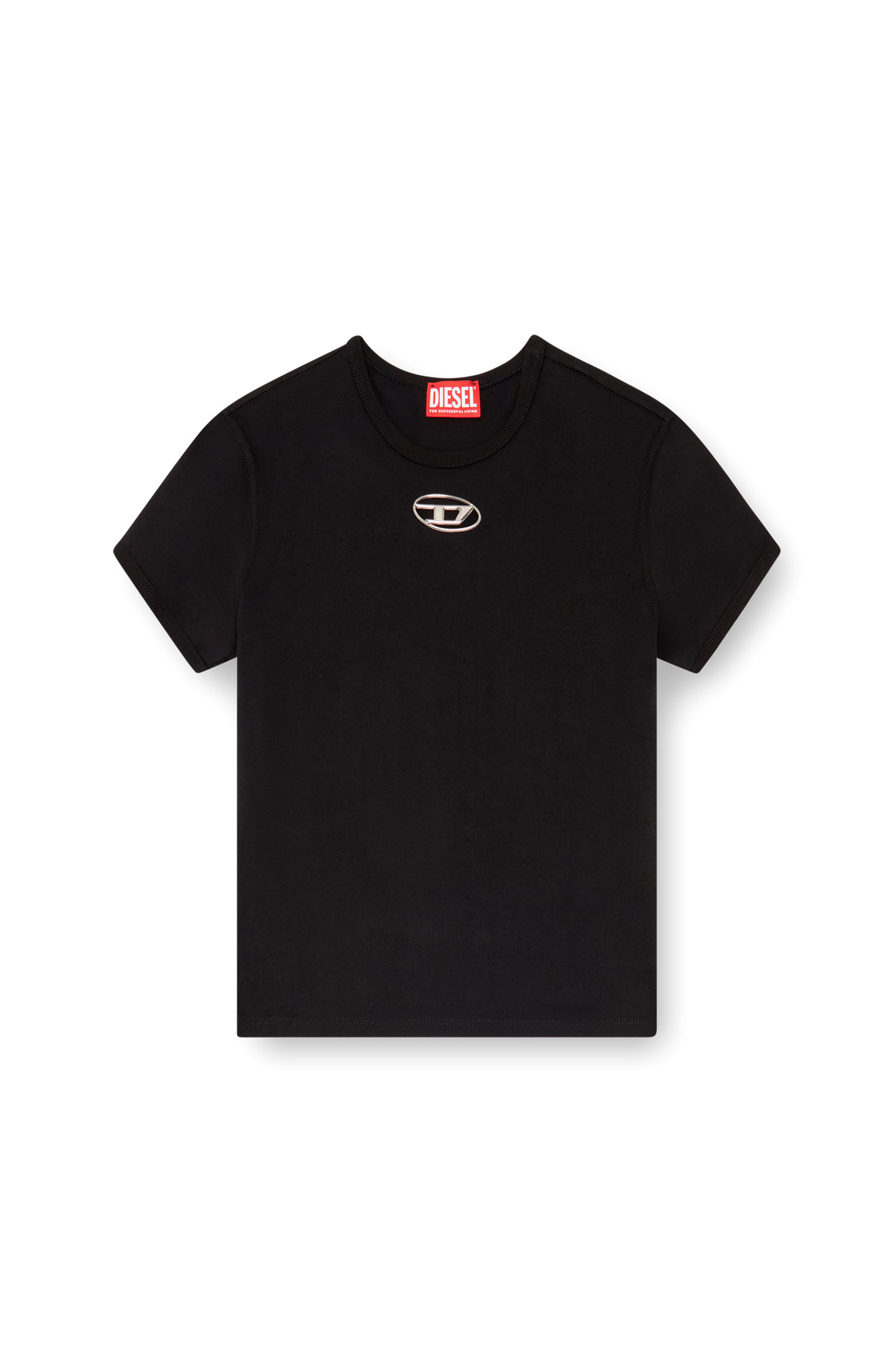 Diesel - T-UNCUTIE-LONG-OD, Damen T-Shirt mit eingespritztem Oval D in Schwarz - Image 2