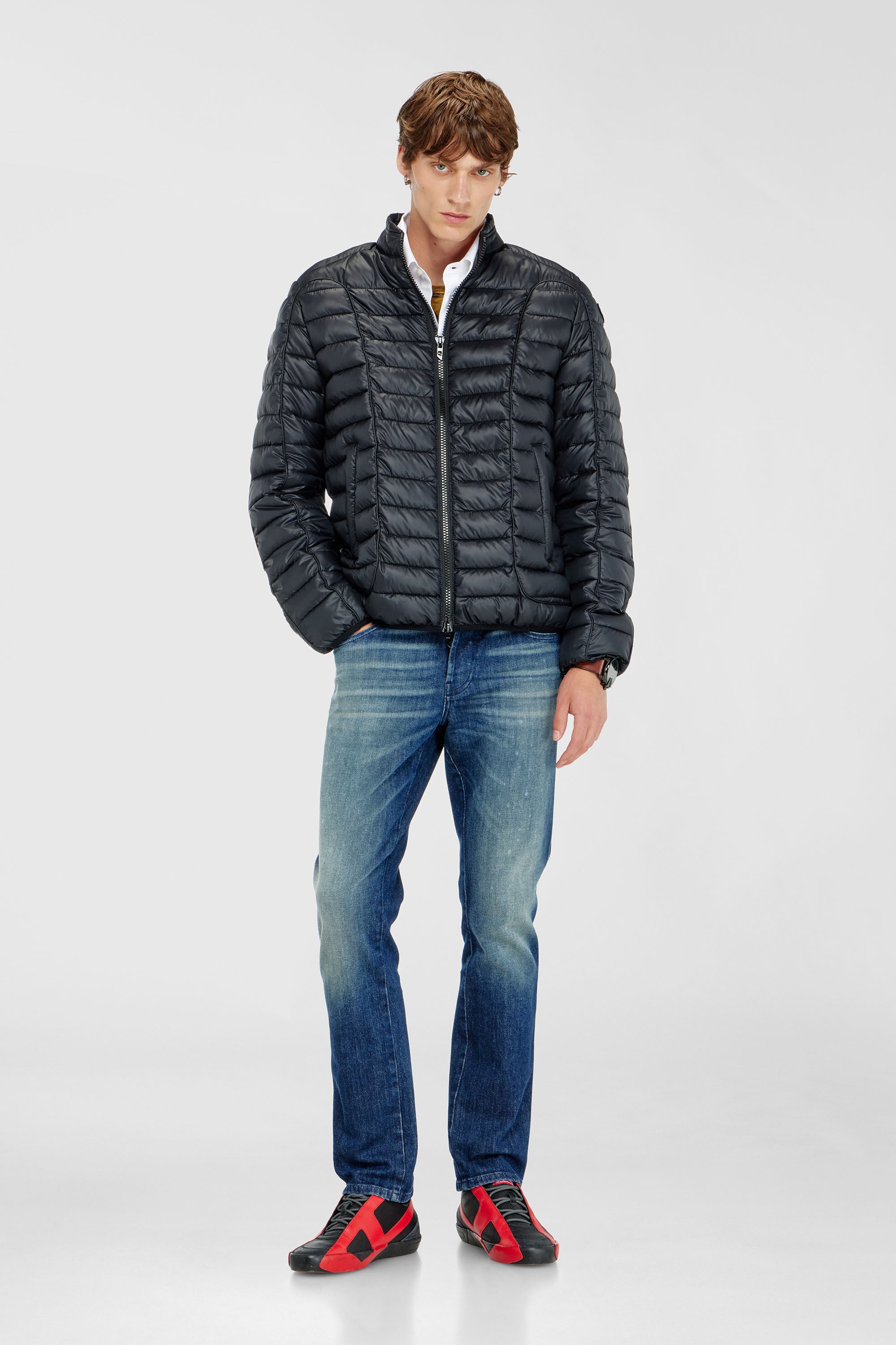 Diesel - W-PILOT-WRD, Herren Biker-inspirierte Steppjacke mit tonalen Paspeln in Schwarz - 1