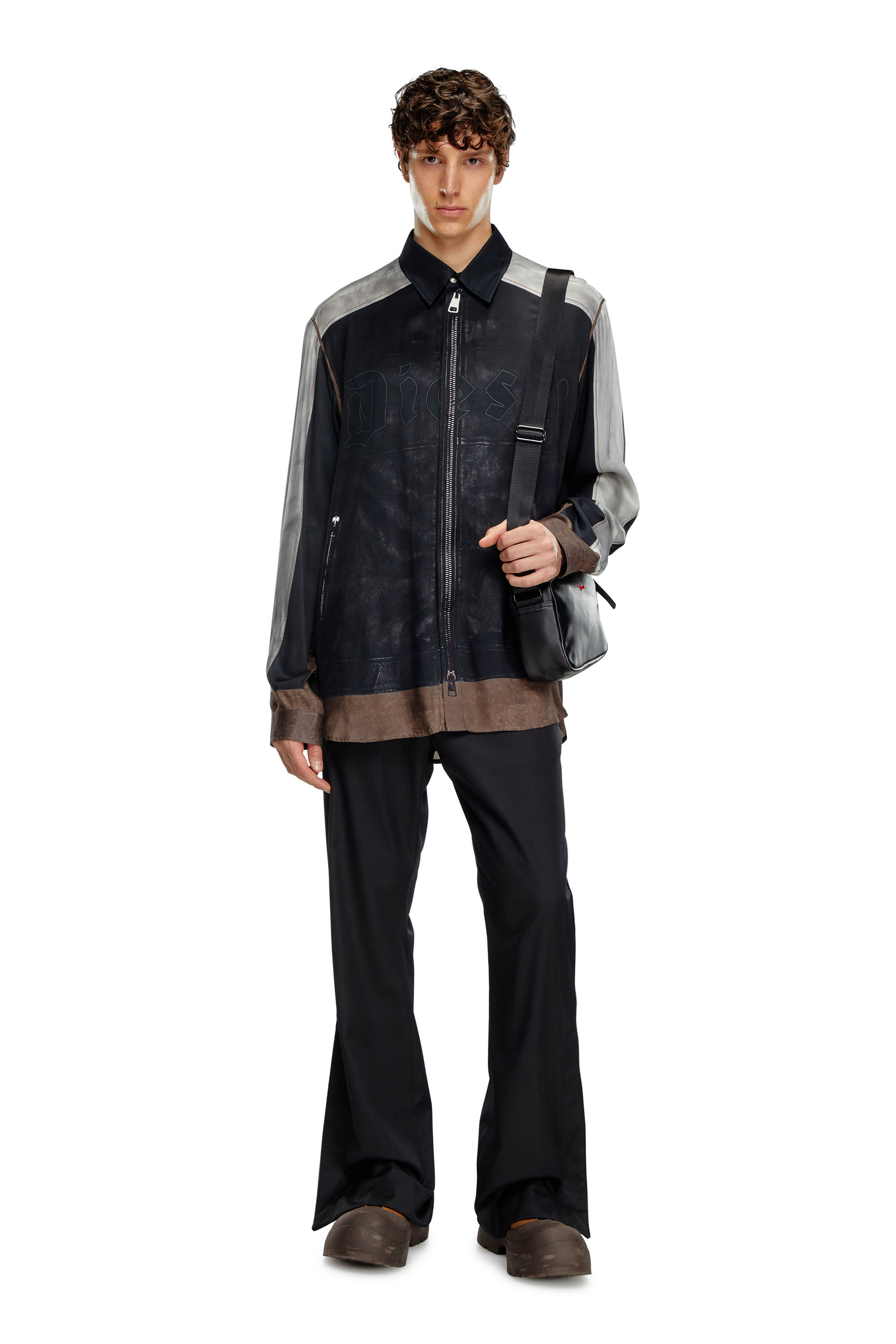 Diesel - P-AMMIR, Man Wool-nylon pants with side slits in Black - Image 1