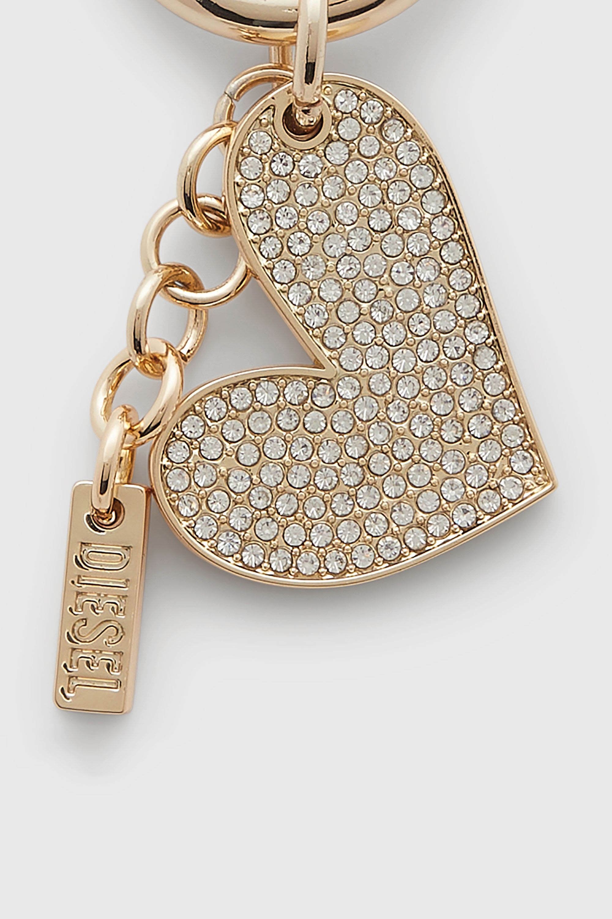 Diesel - CHARM-HEART, Damen Metallherz-Anh&auml;nger mit Strasssteinen in Gold - 3