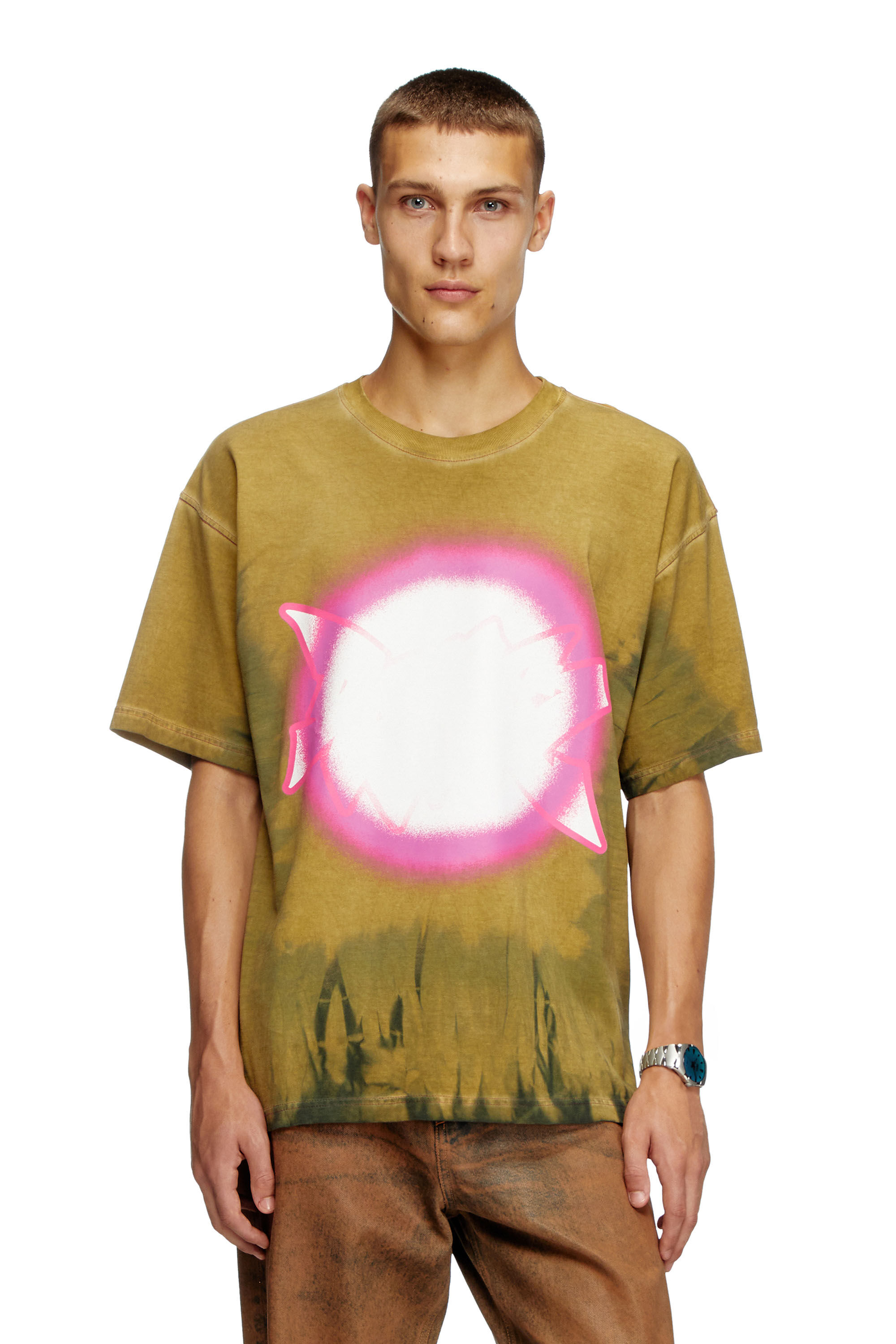 Diesel - T-BOXT-R24, Herren Batik-T-Shirt mit Scheinwerferlicht-Print in Hellbraun - 3