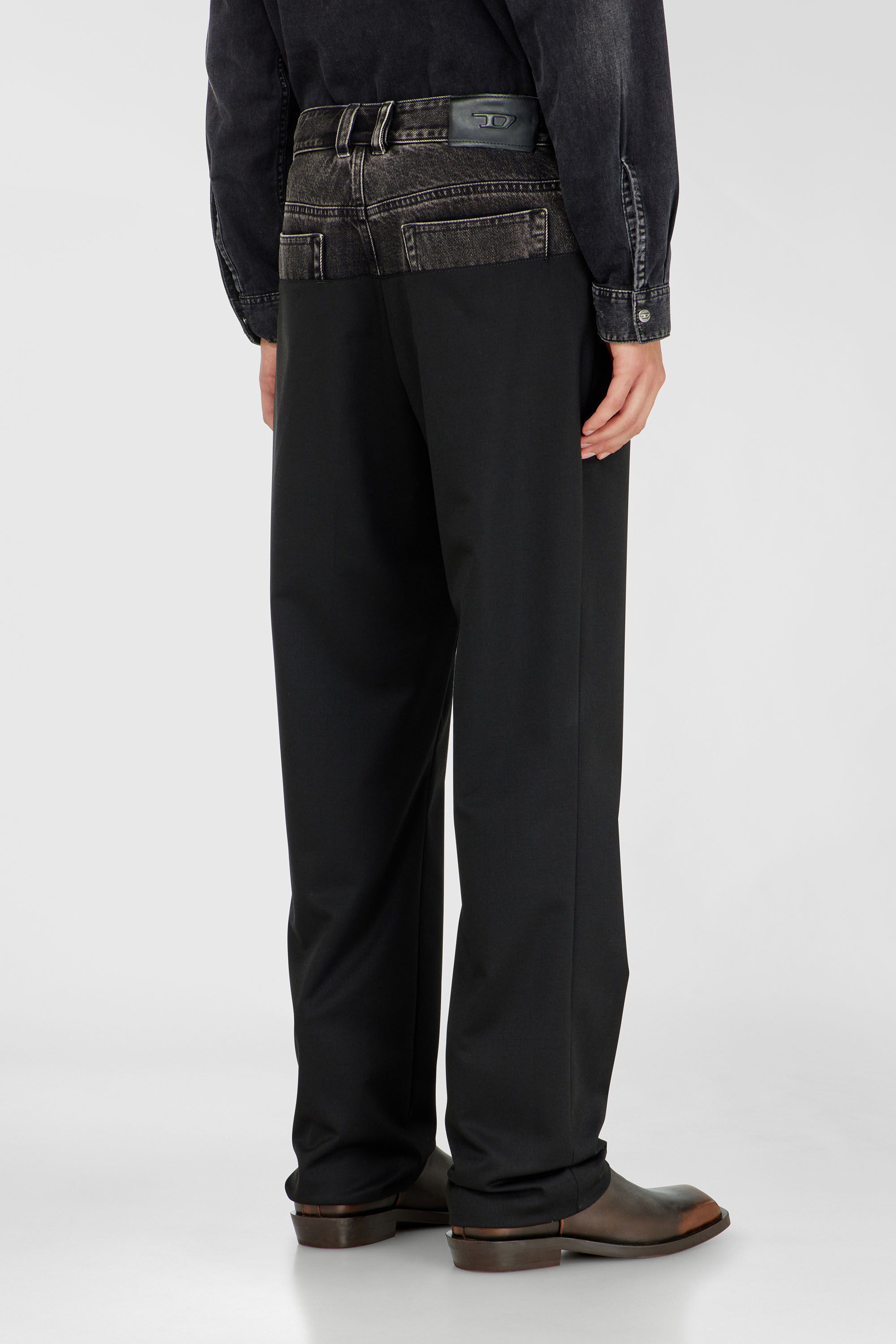 Diesel - P-LOGAN, Man's Pants with denim and tailored sections in Black - 4