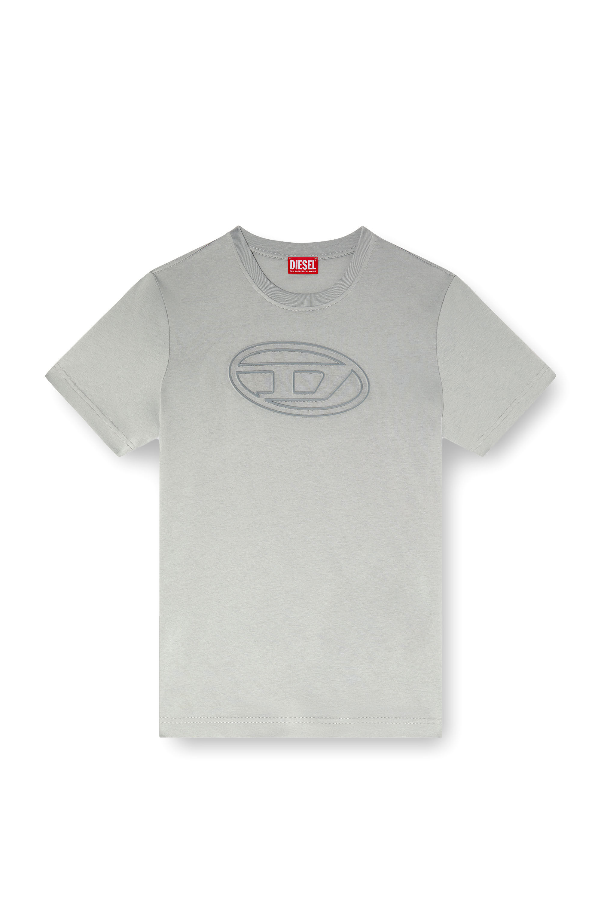 Diesel - T-ADJUST-BIGOVAL, Herren T-Shirt mit Oval D-Prägung in Hellgrau - 2