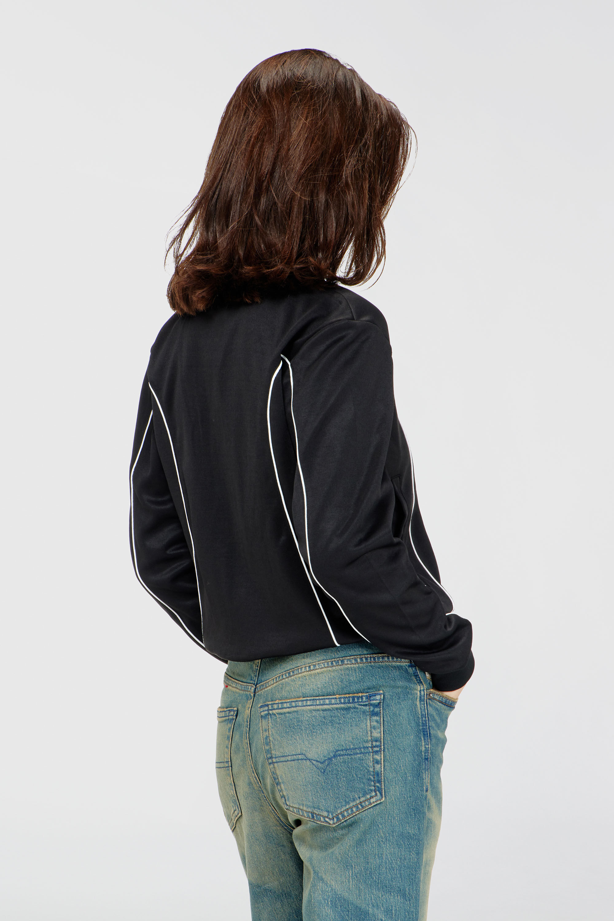 Diesel - F-LOCKING-OD, Damen Sweatjacke mit Kontrastpaspel in Schwarz/Weiss - 4