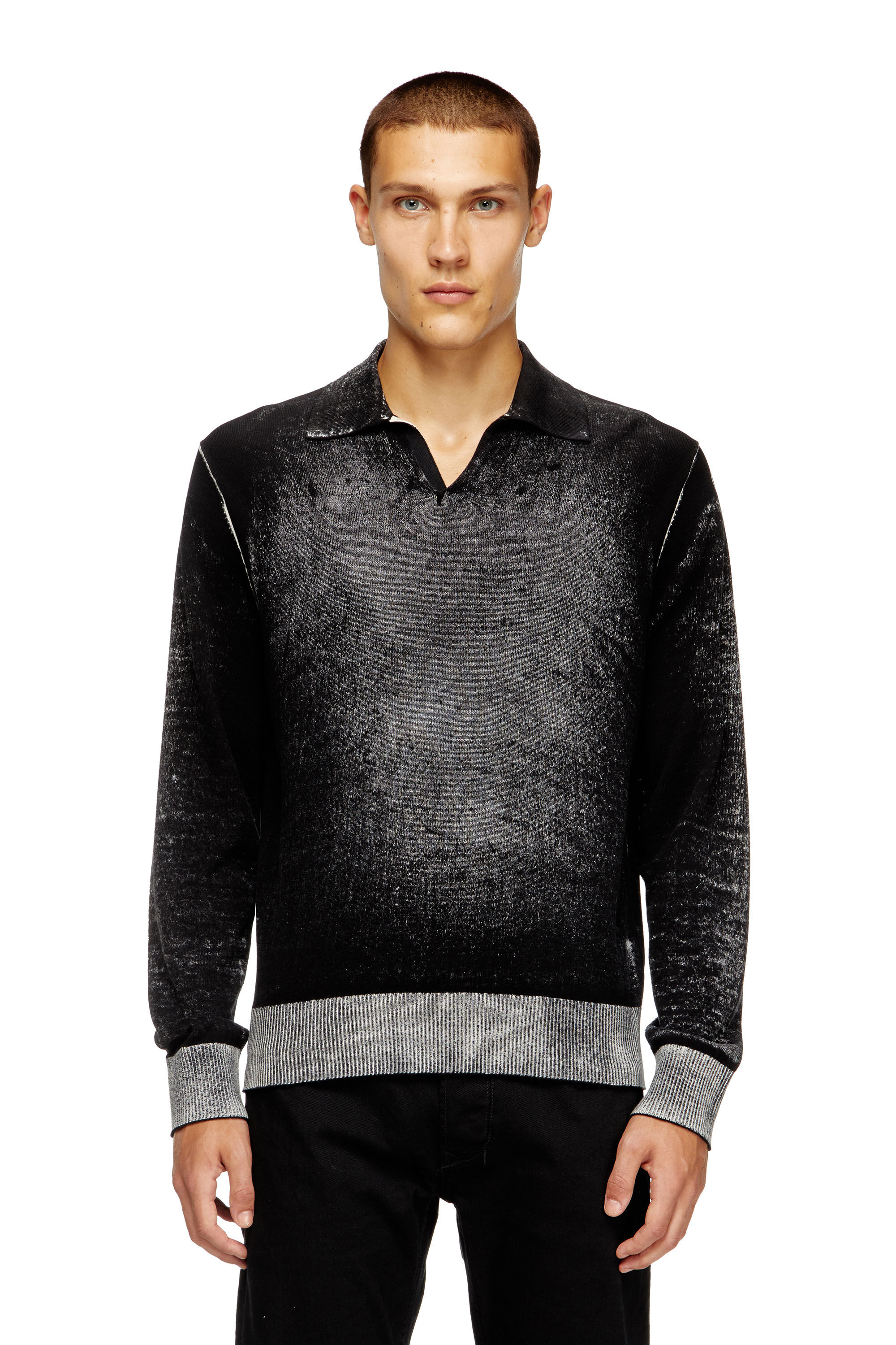 Diesel - K-LORENZO, Herren Polo-Pullover mit Reverse-Print in Schwarz - 3