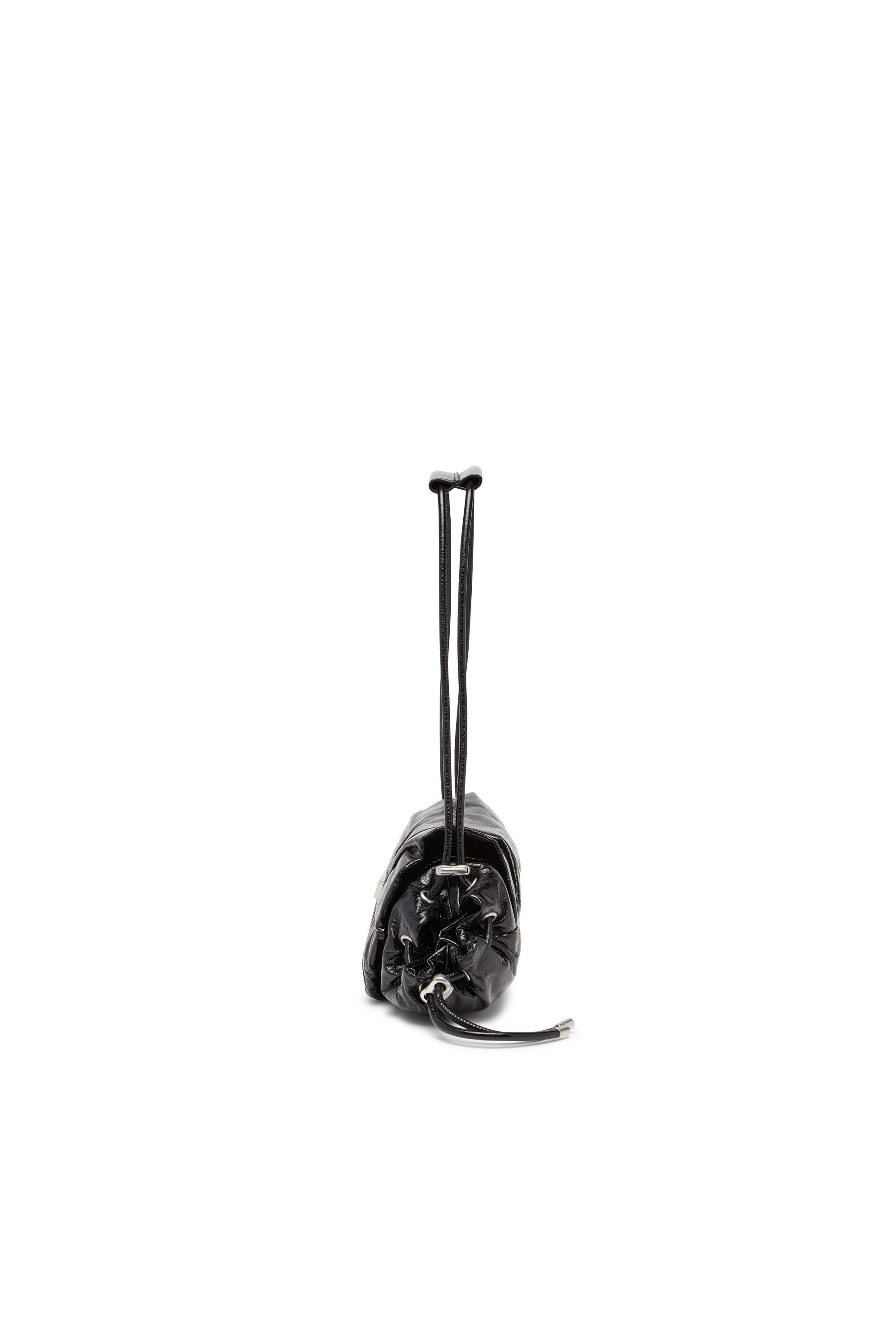 Diesel - SCRUNCH-D SHOULDER S, Damen Scrunch-D S-Schultertasche aus Knitter-Leder in Schwarz - 4