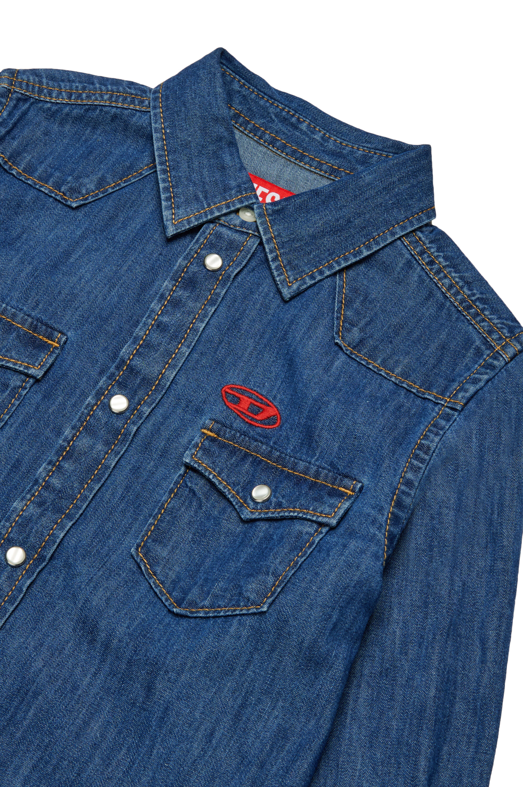 Diesel - CEKO, Man Denim shirt with Oval D embroidery in Blue - Image 3