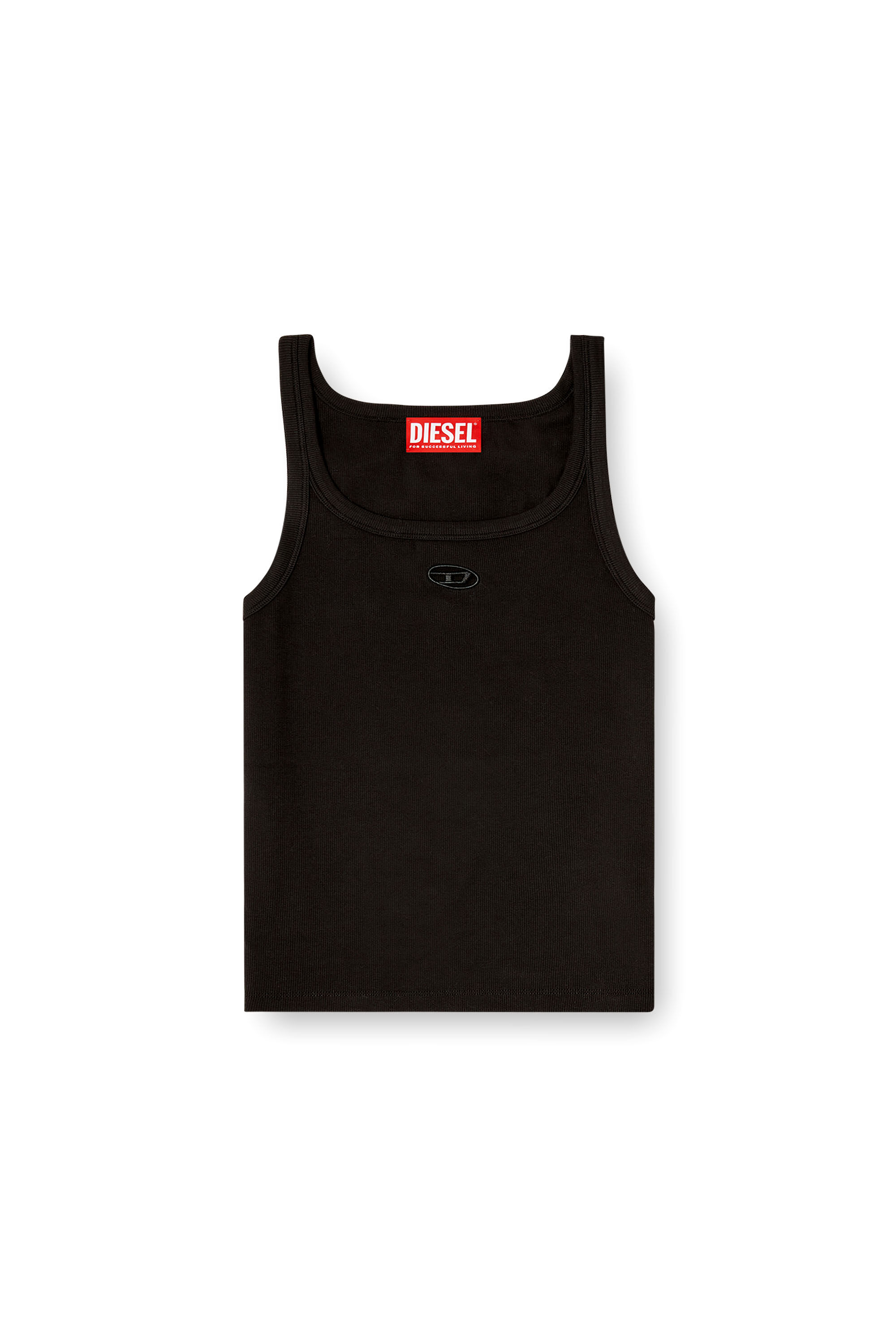 Diesel - T-WIFE-OD, Damen Schmales Tanktop mit lasergeschnittenem Oval D in Schwarz - 2