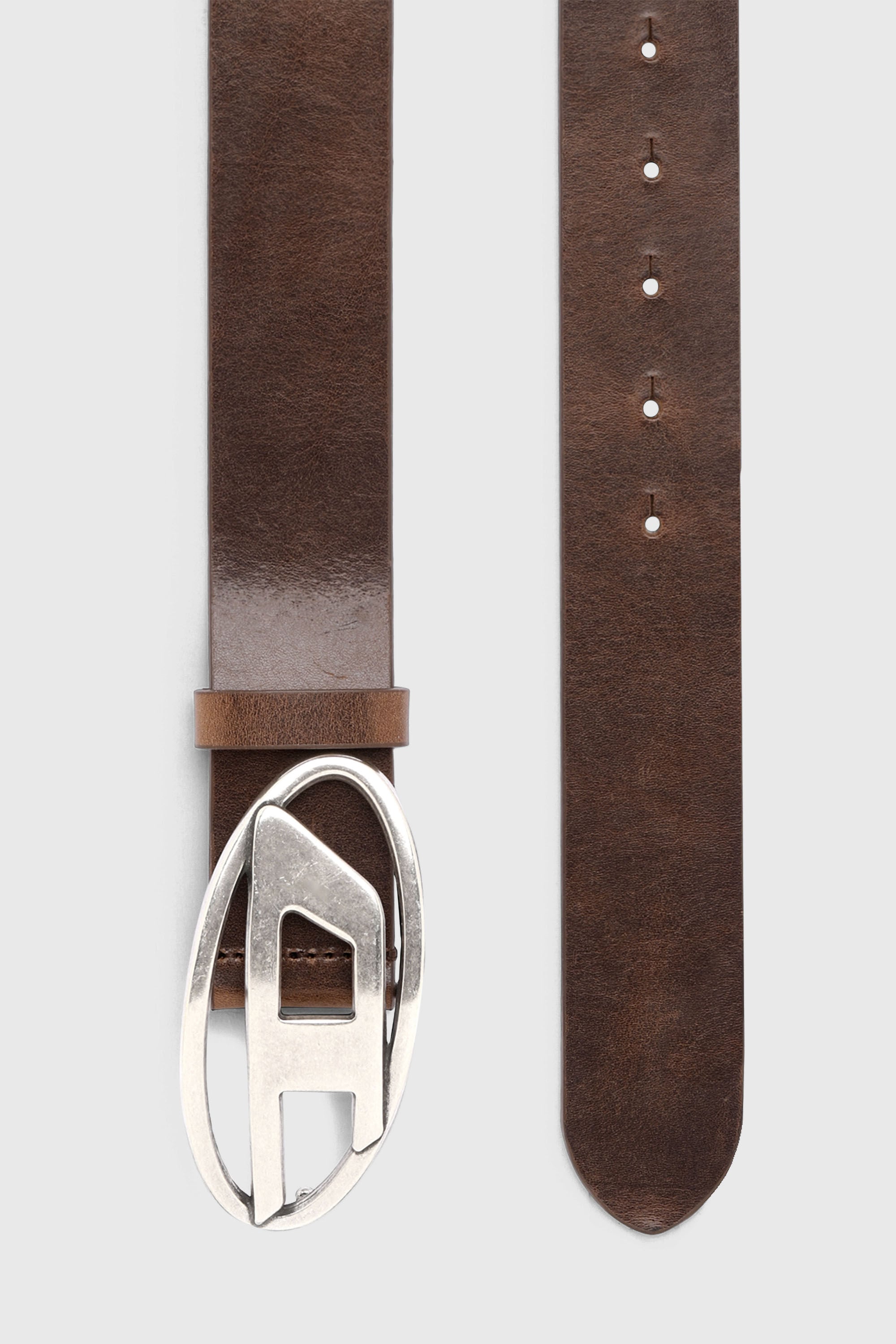 Diesel - B-1DR, Herren 3.9cm Lederg&uuml;rtel mit D-Schlie&szlig;e in Braun - 2
