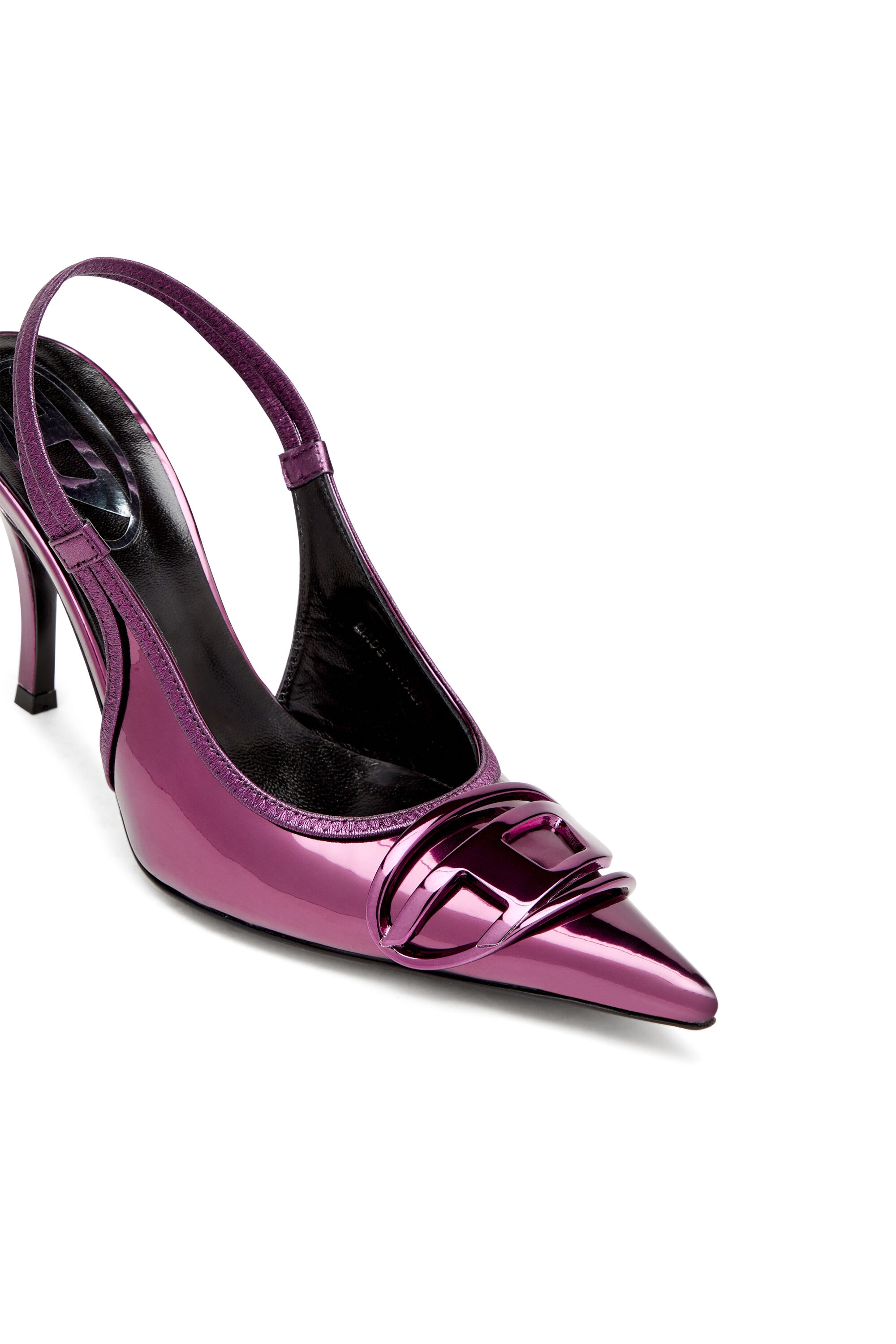 Diesel - D-VENUS SB, Damen D-Venus-Slingback-Pumps mit Hochglanz-Finish in Dunkelviolett - 4