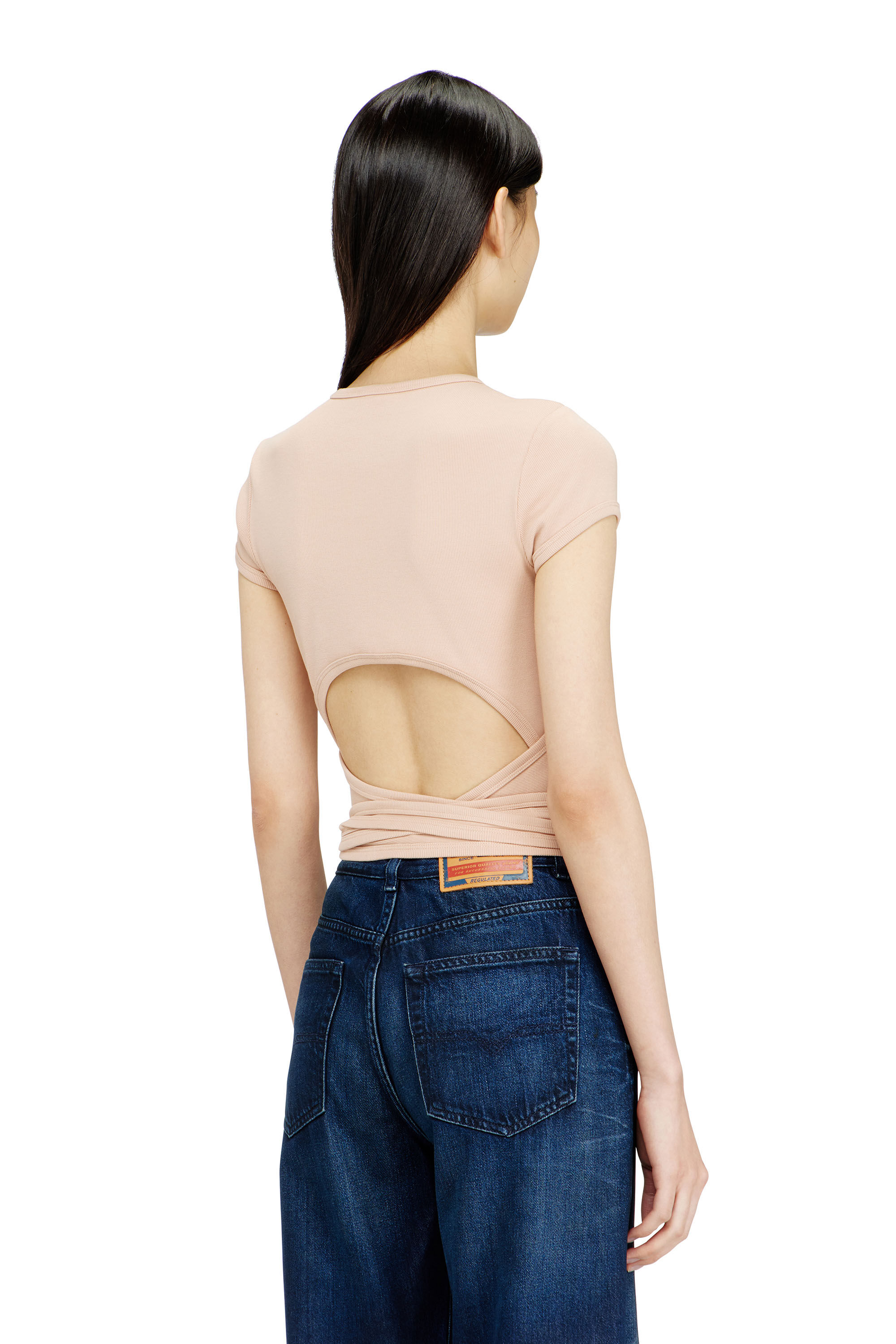 Diesel - T-BUNNY-TAIL-S1, Damen Geripptes Top mit Wickelschn&uuml;ren in null - 3