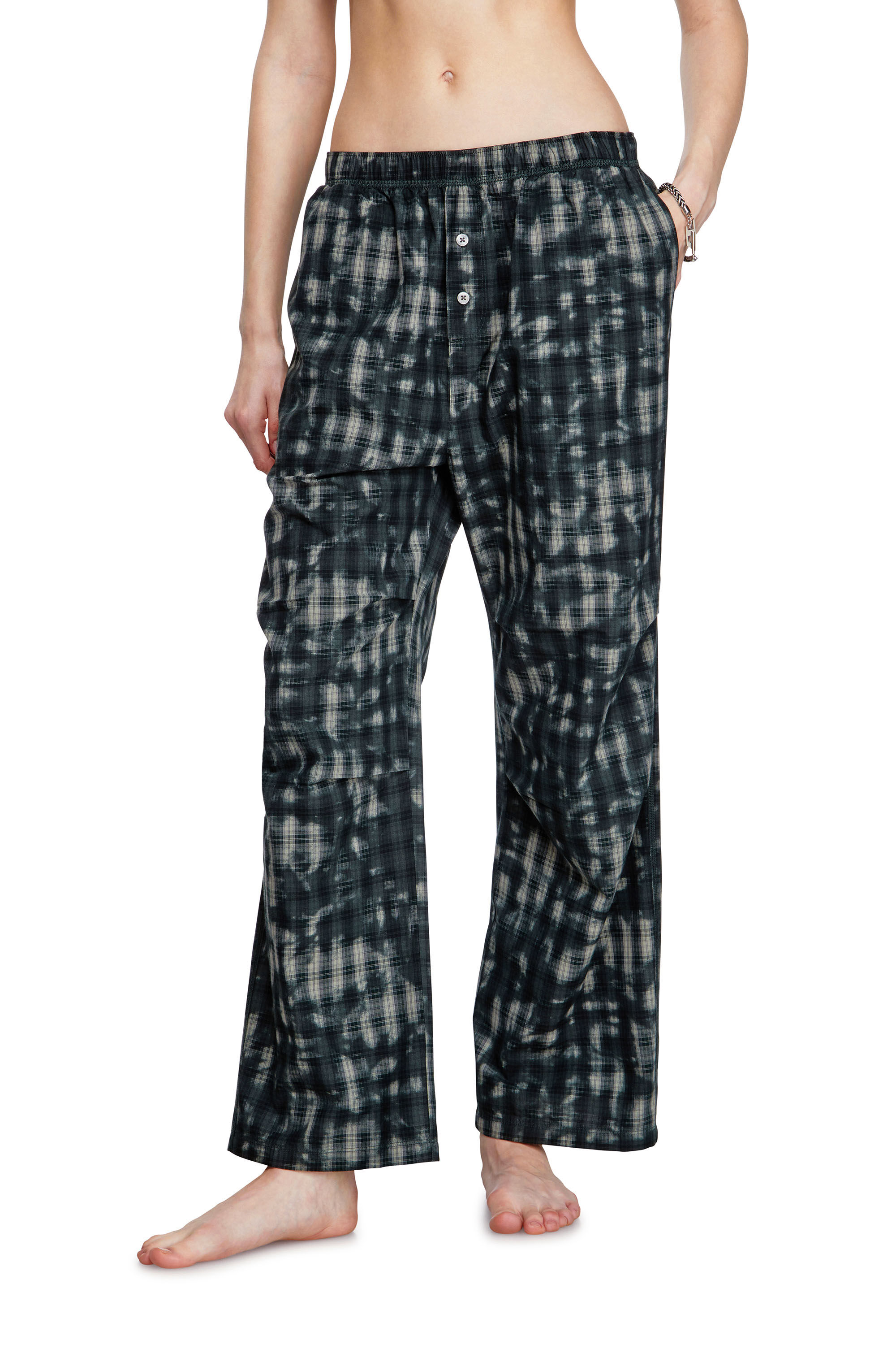 Diesel - VINCE-UTLT, Unisex's Pyjama bottoms with check print in Dark Green - 2