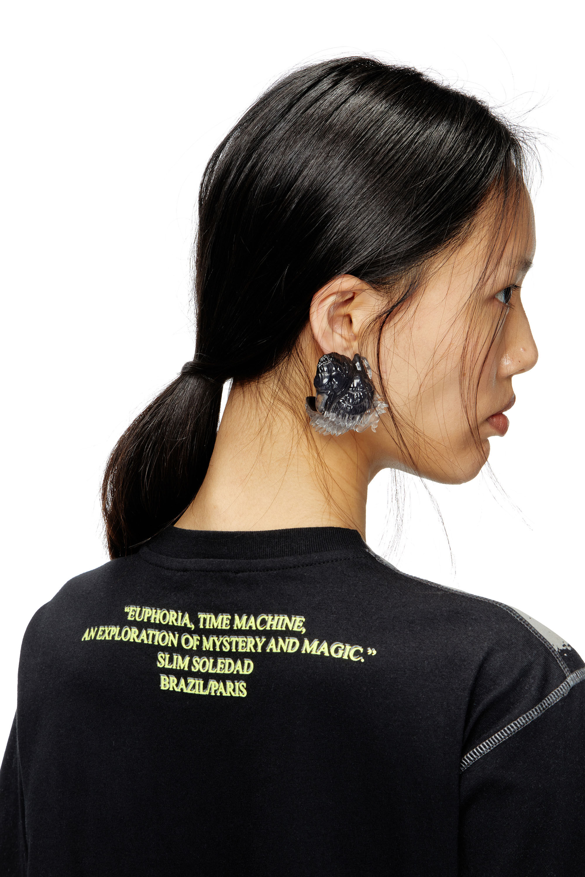 Diesel - T-NORMAC-1, Damen T-Shirt mit Rundhalsausschnitt und Text-Print in Schwarz - 5
