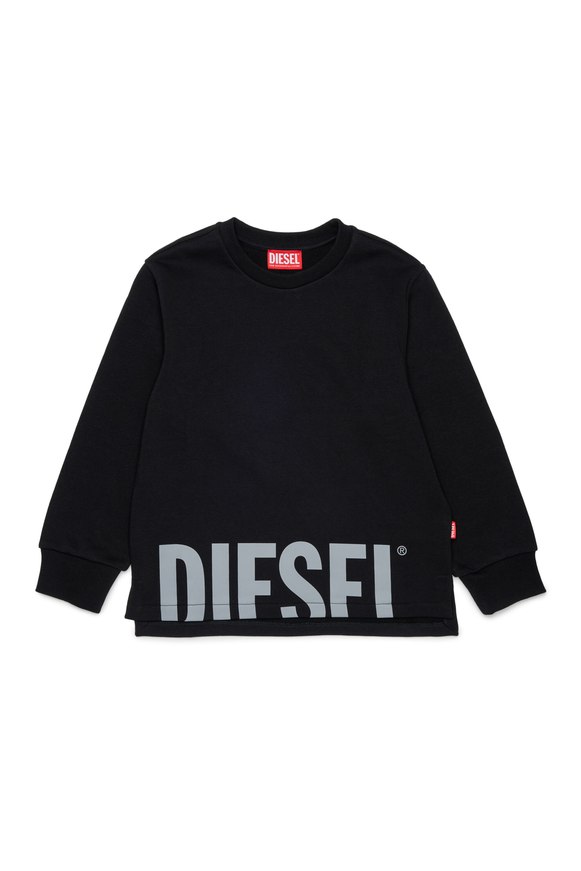 Diesel - SRES OVER, Herren Sweatshirt mit abgeschnittenem Logo-Print in Schwarz - 1