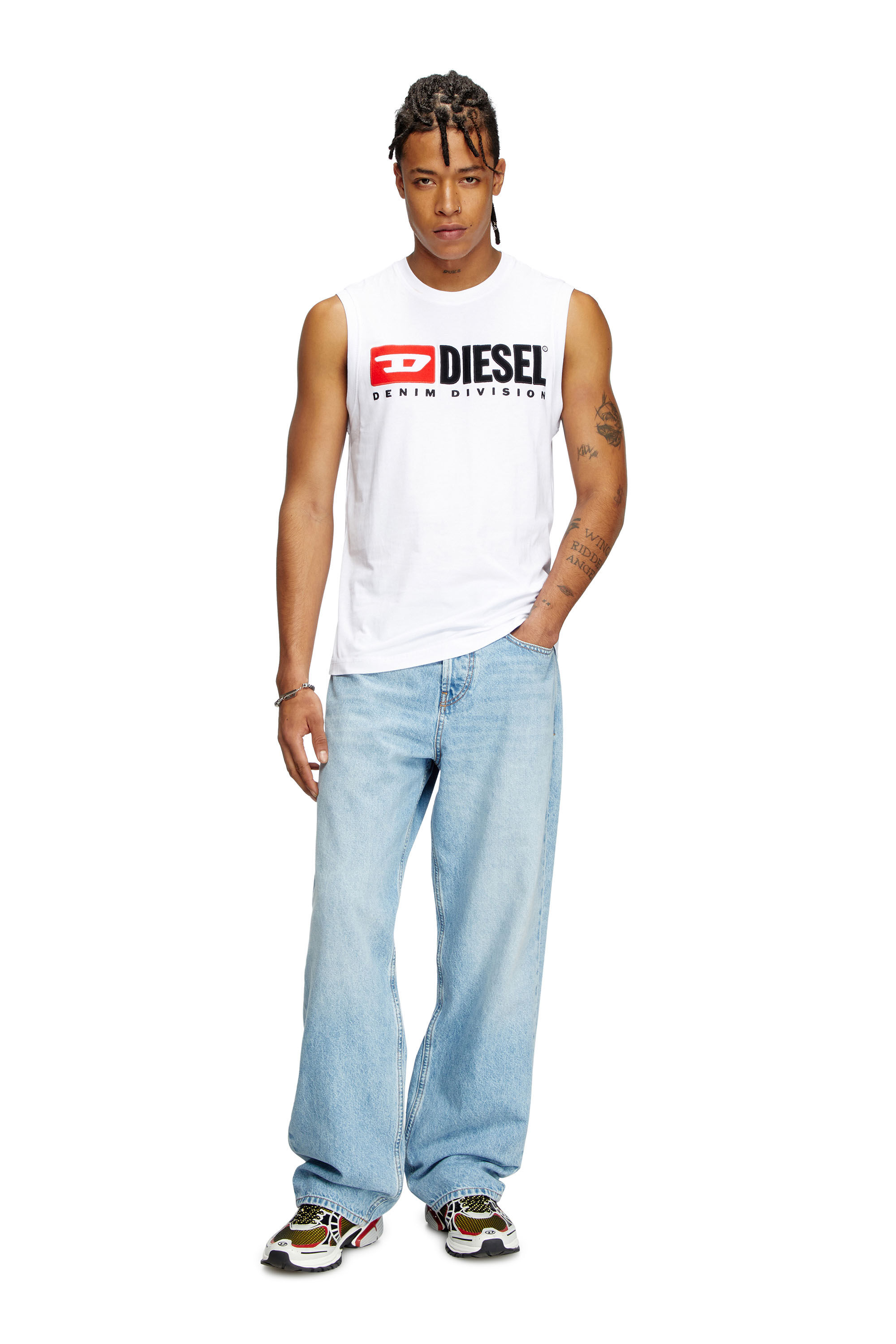 Diesel - T-ISCO-DIV, Herren Tanktop mit Logo-Print vorn in Weiß - 1