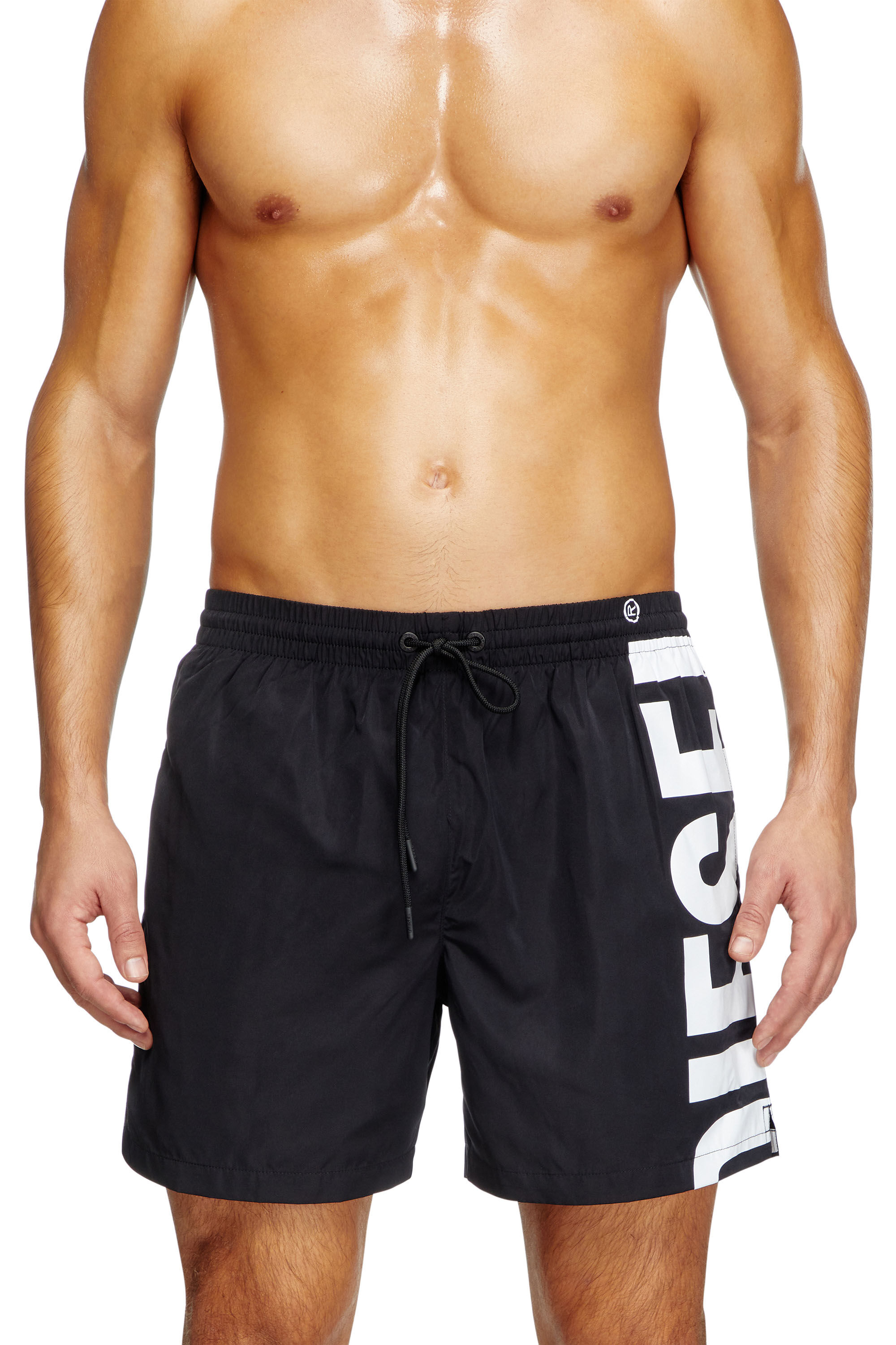 Diesel - RIO-41-D-CORE, Herren Mittellange Bade-Shorts mit Maxi-Logo in Schwarz/Weiss - 1