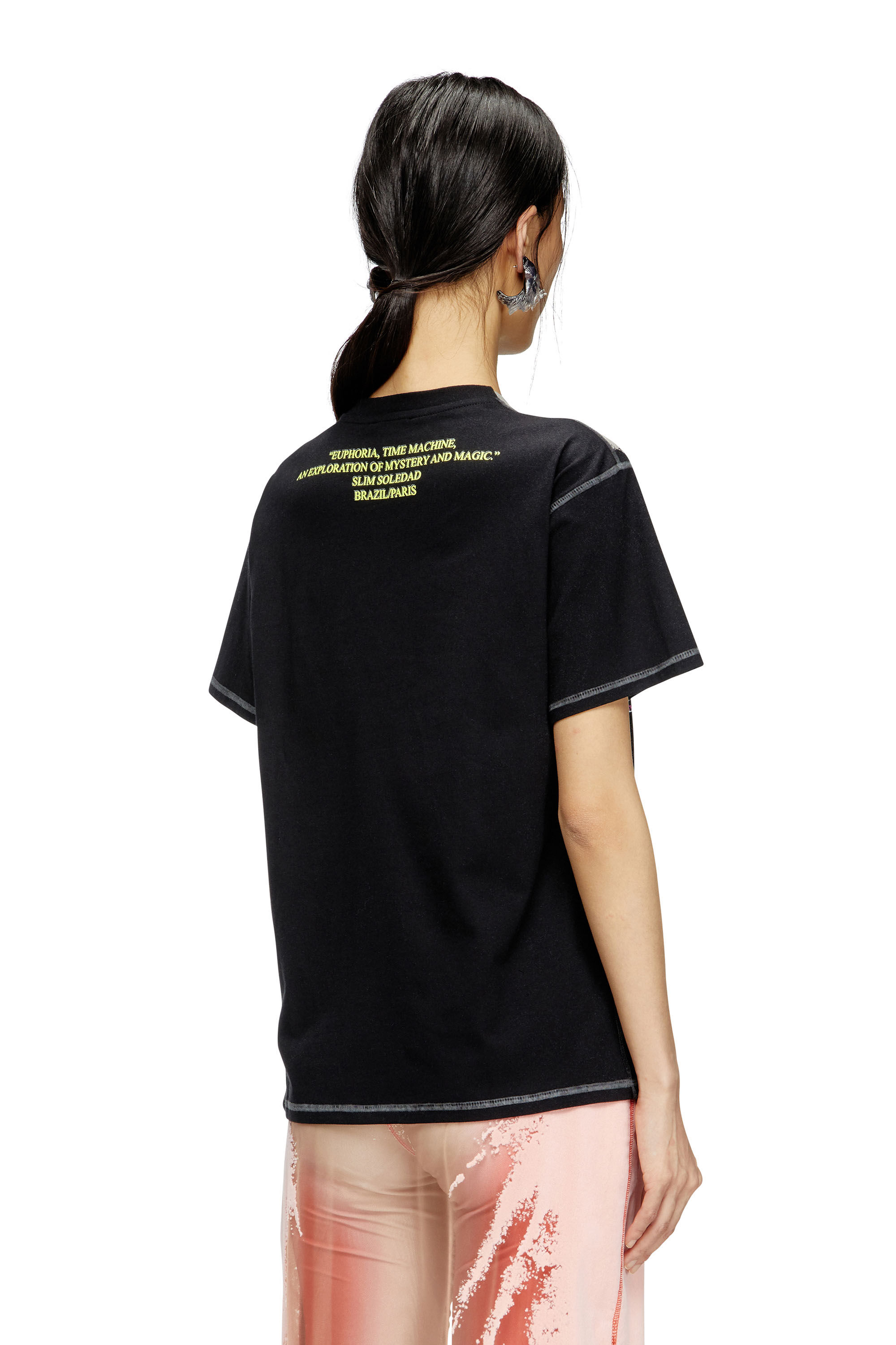 Diesel - T-NORMAC-1, Damen T-Shirt mit Rundhalsausschnitt und Text-Print in Schwarz - 4