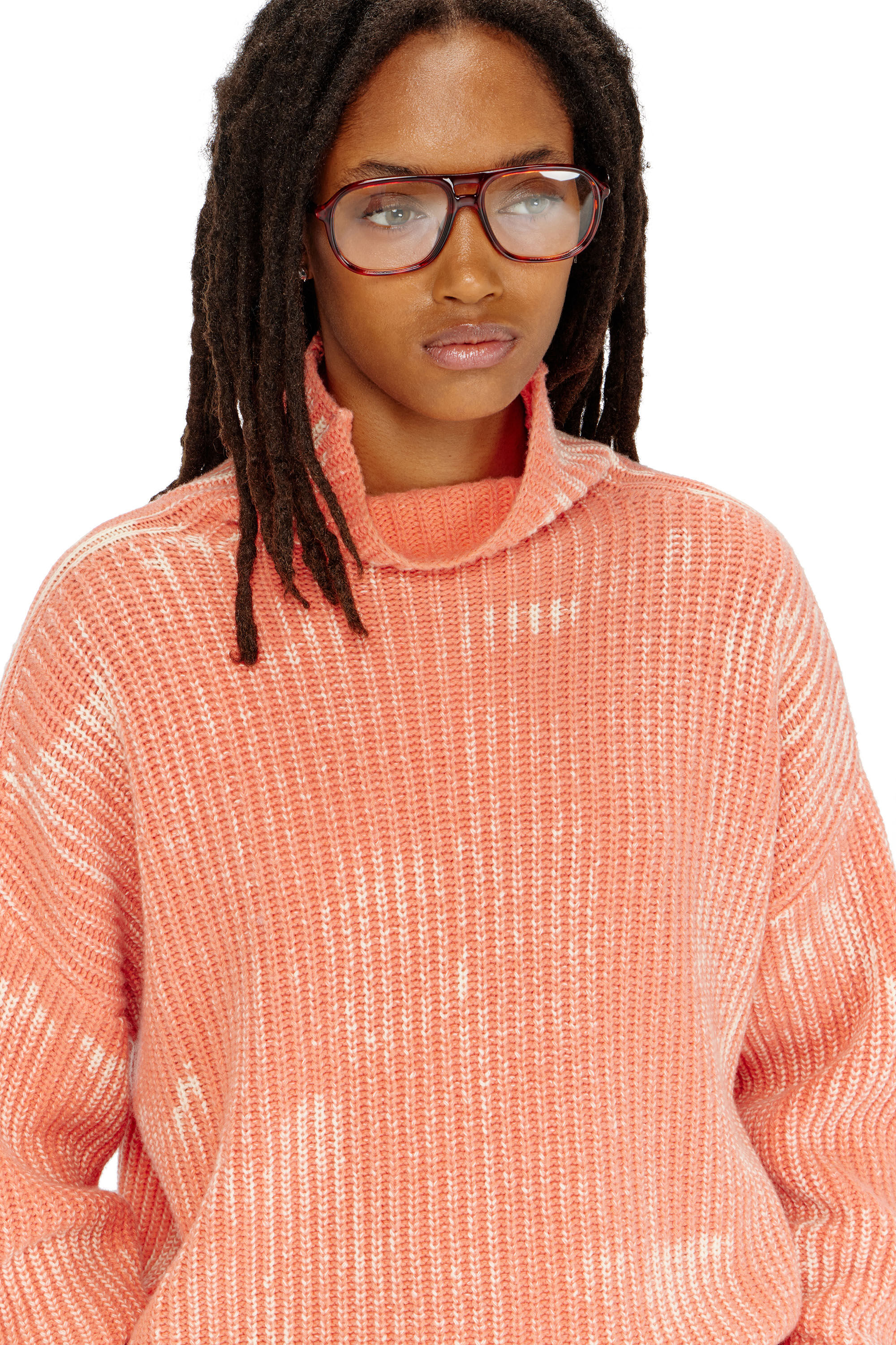 Diesel - M-AMET, Damen Pullover mit Funnelkragen aus gerippter Wollmischung in null - 5