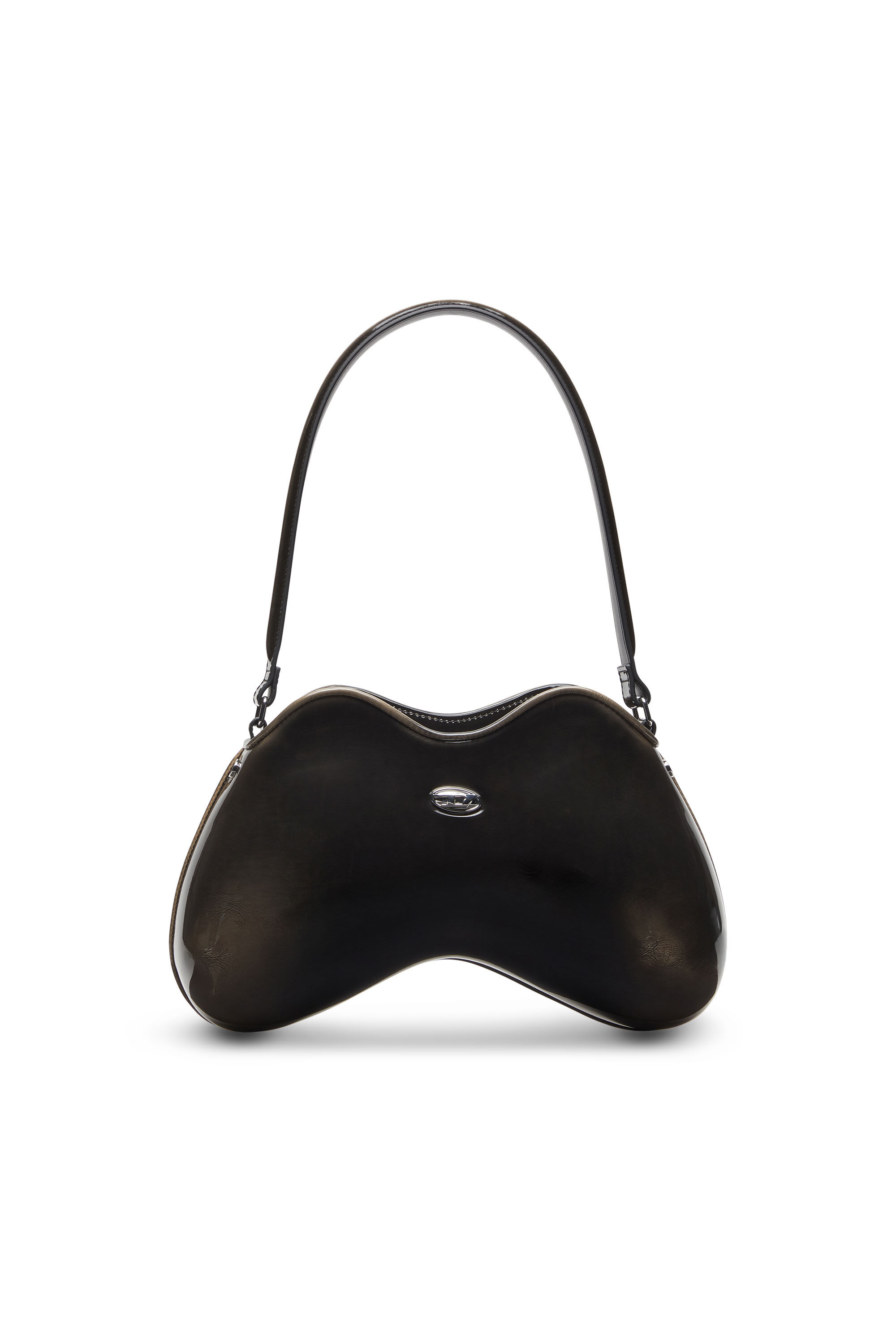 Women's Double-D-Rigid shoulder bag in dégradé glossy PU | Black