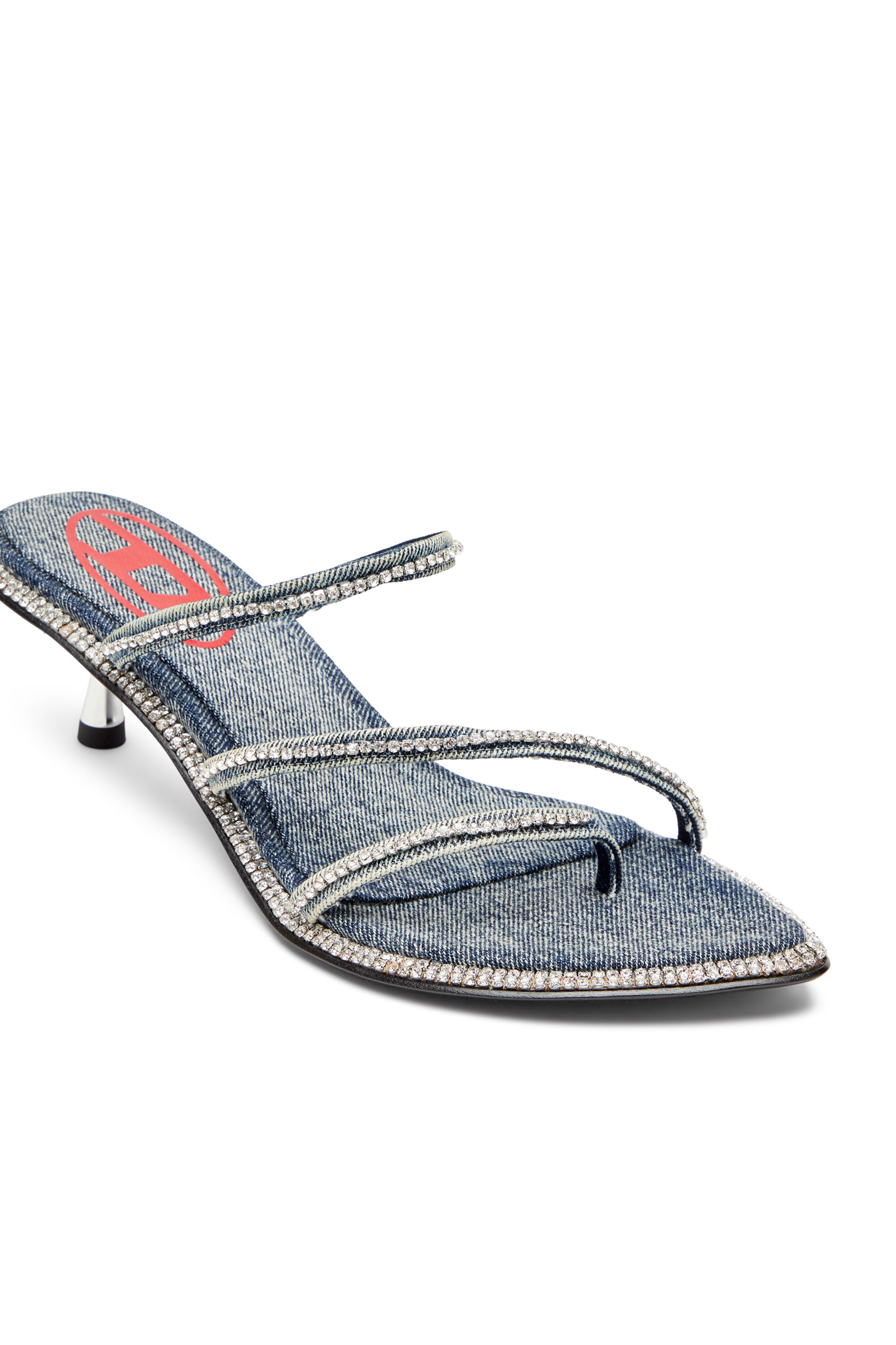 Diesel - D-HAVANNA KITTIE, Damen D-Havanna-Pantoletten mit Kitten-Absatz aus Denim mit Kristallsteinen in Blau - 4