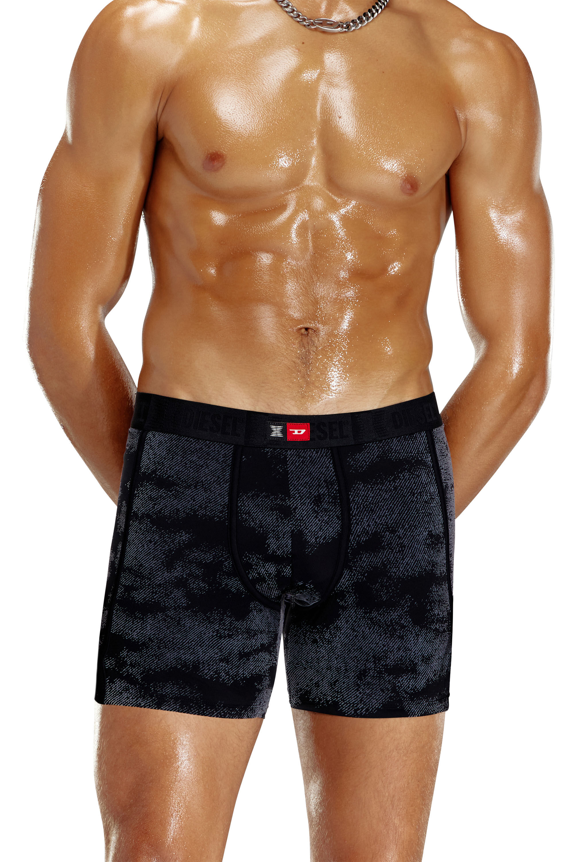 Diesel - FLOCKED-BOXER-BRIEFS, Herren Retropants aus beflockter Mikrofaser in Schwarz - 3