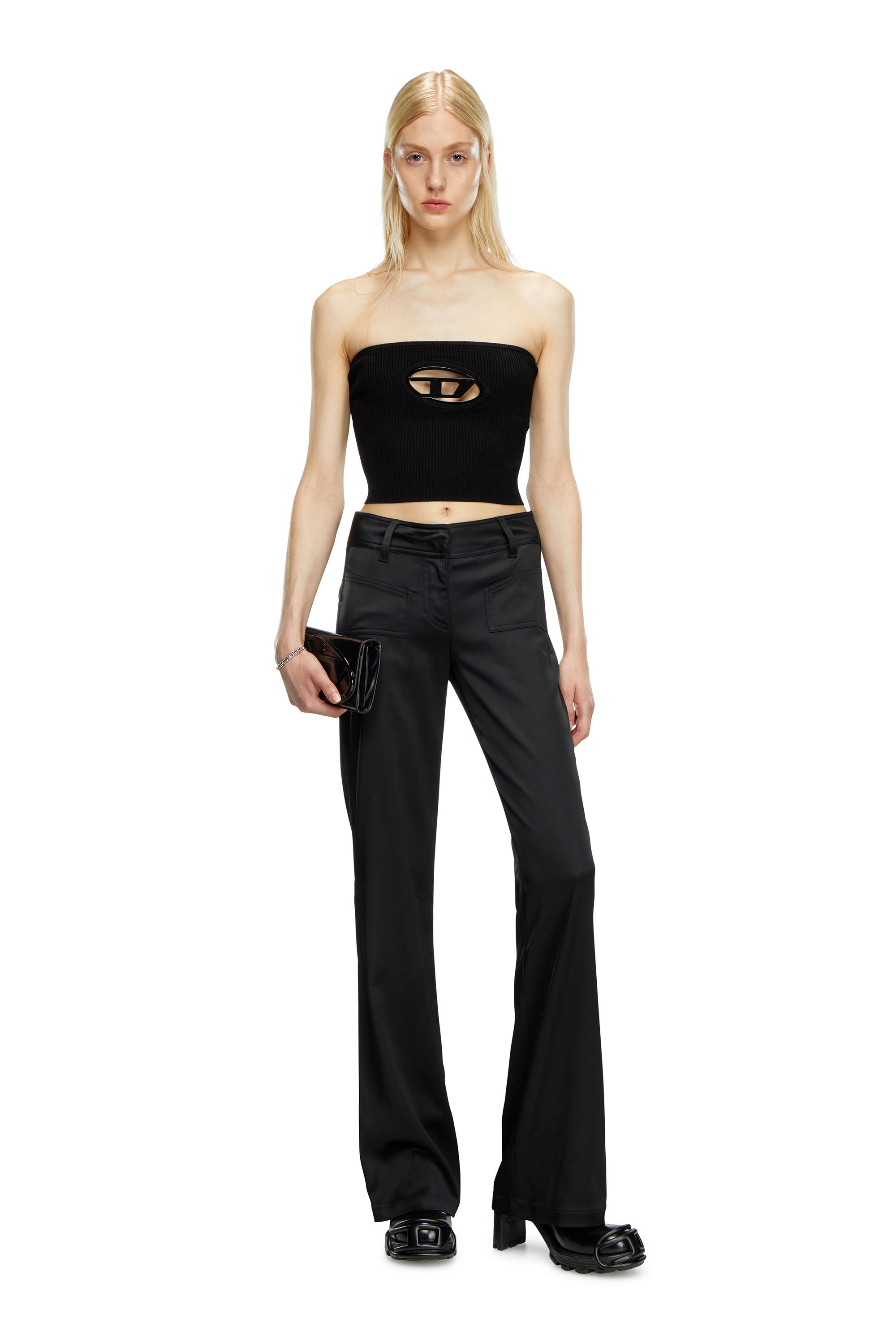 Diesel - M-CLARKSVILLE-A, Damen Bandeau-Top mit Oval D-Plakette in Schwarz - 1